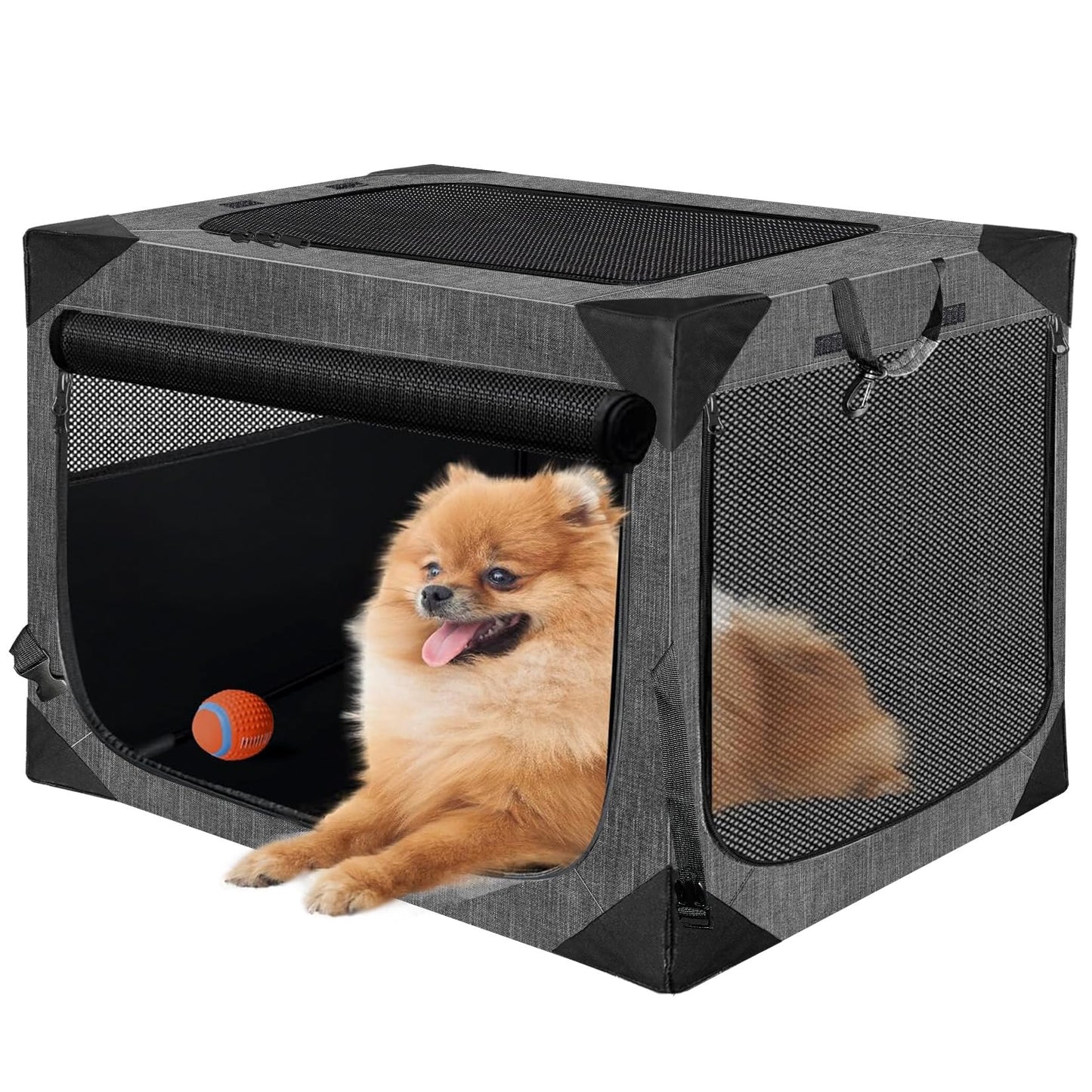 Dog Crate, Collapsible Soft Travel Crate for Large Dogs (3 Year Warranty), Indoor & Outdoor Portable Pet Kennel with Chew-Proof Mesh Window (Dark Gray, 36" L x 25" W x 25" H) 