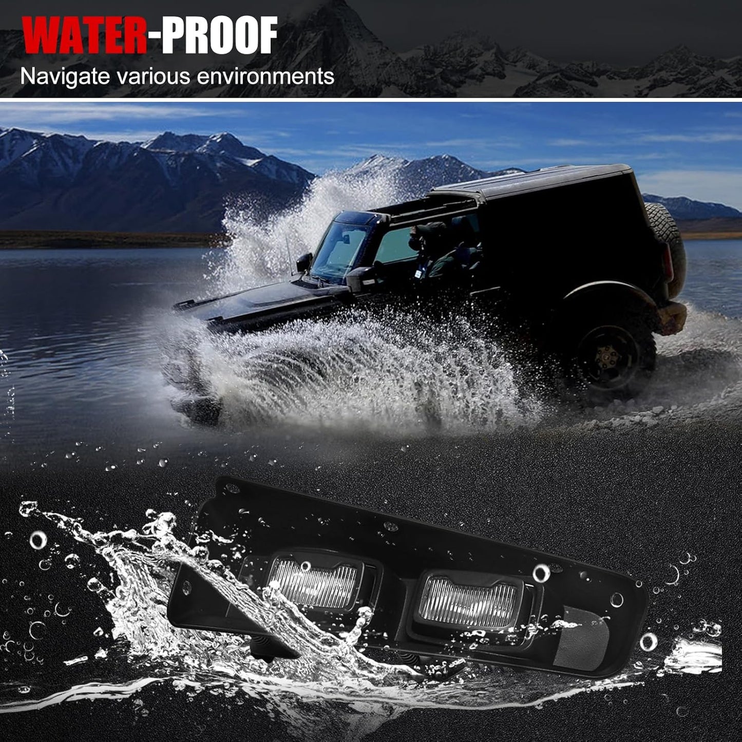 Mabett Raptor Style Fog Lights fit Ford Bronco 2021-2024, Lower Bumper Performance Heavy Duty Modular Lamps Lights for Bronco Accessories 2/4-Door
