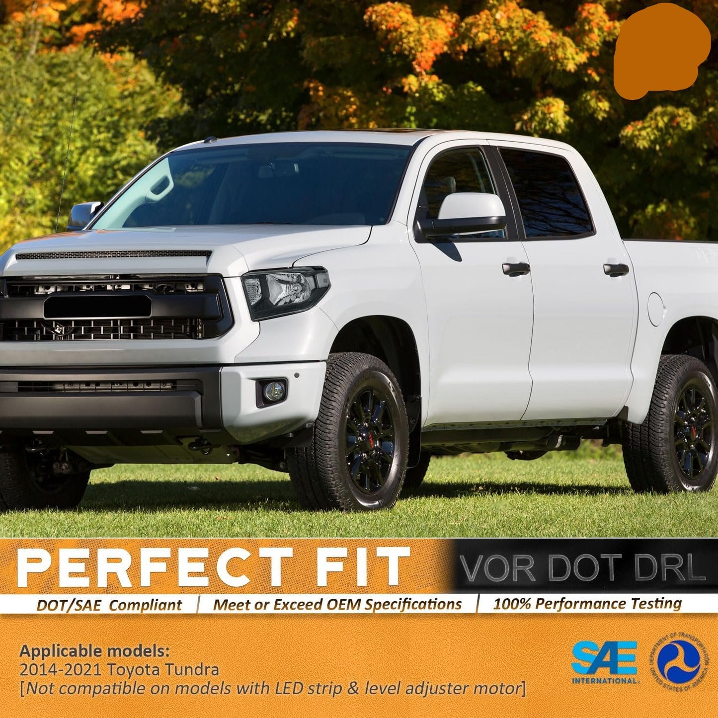 Headlight Assembly for 2014-2021 Toyota Tundra - No Factory LED DRL, Without Level Adjuster, Left & Right Pair - OMOTOR