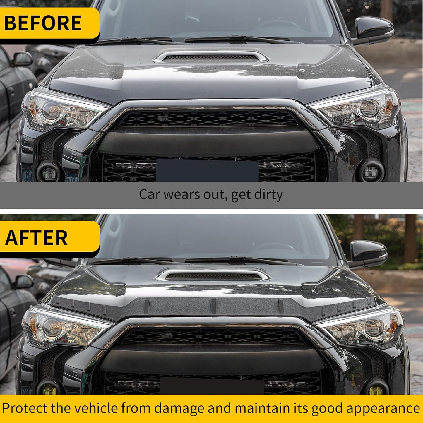 Hood Protector Compatible with 2010-2024 Toyota 4Runner Hood Shield TPE Hood Deflector Hood Guard for 2023 4 Runner Accessories