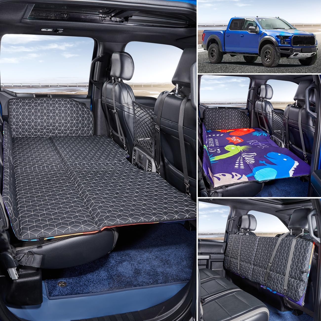 Back Seat Extender Truck Bed Mattress Car Camping Air Mattress for F150/RAM 1500/Silverado - OMOTOR