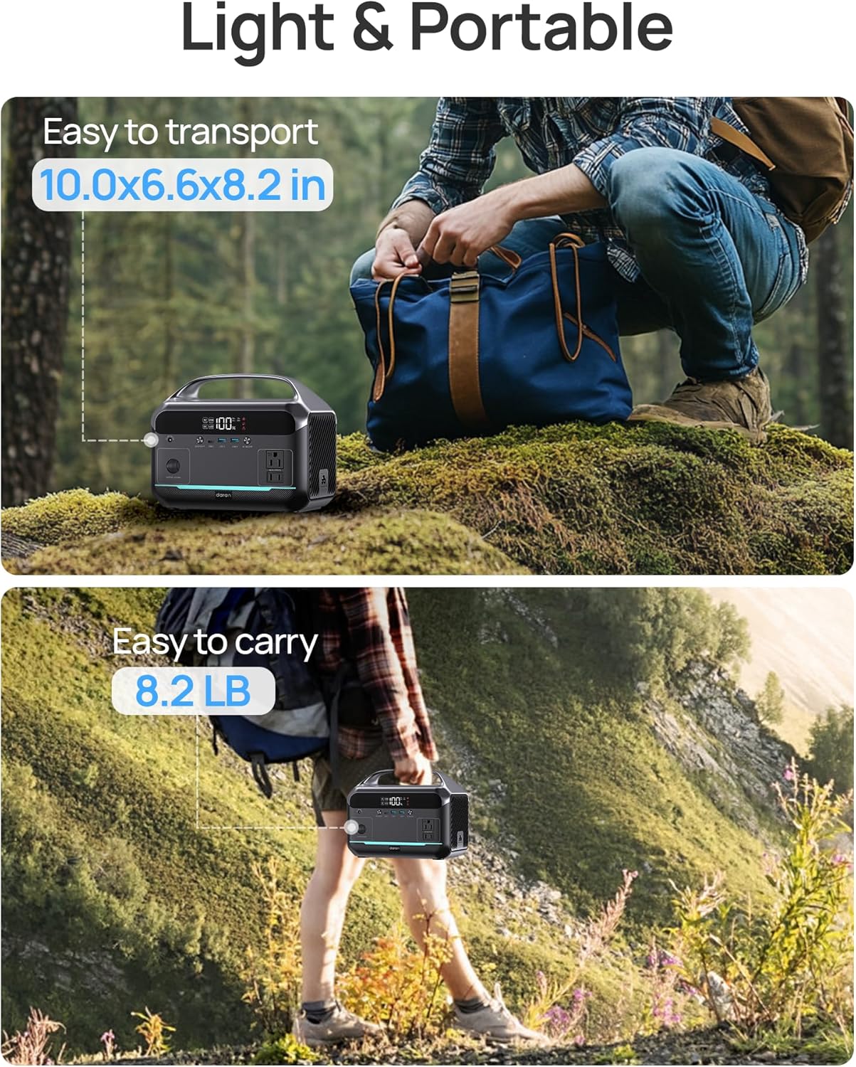 Portable Power Station 600W Surge, 288Wh (90,000mAh) LiFeP04 Battery, Solar Generator with 350W AC Outlets, 8.2LB Power Bank for Outdoor Camping, CPAP, Home & Emergency