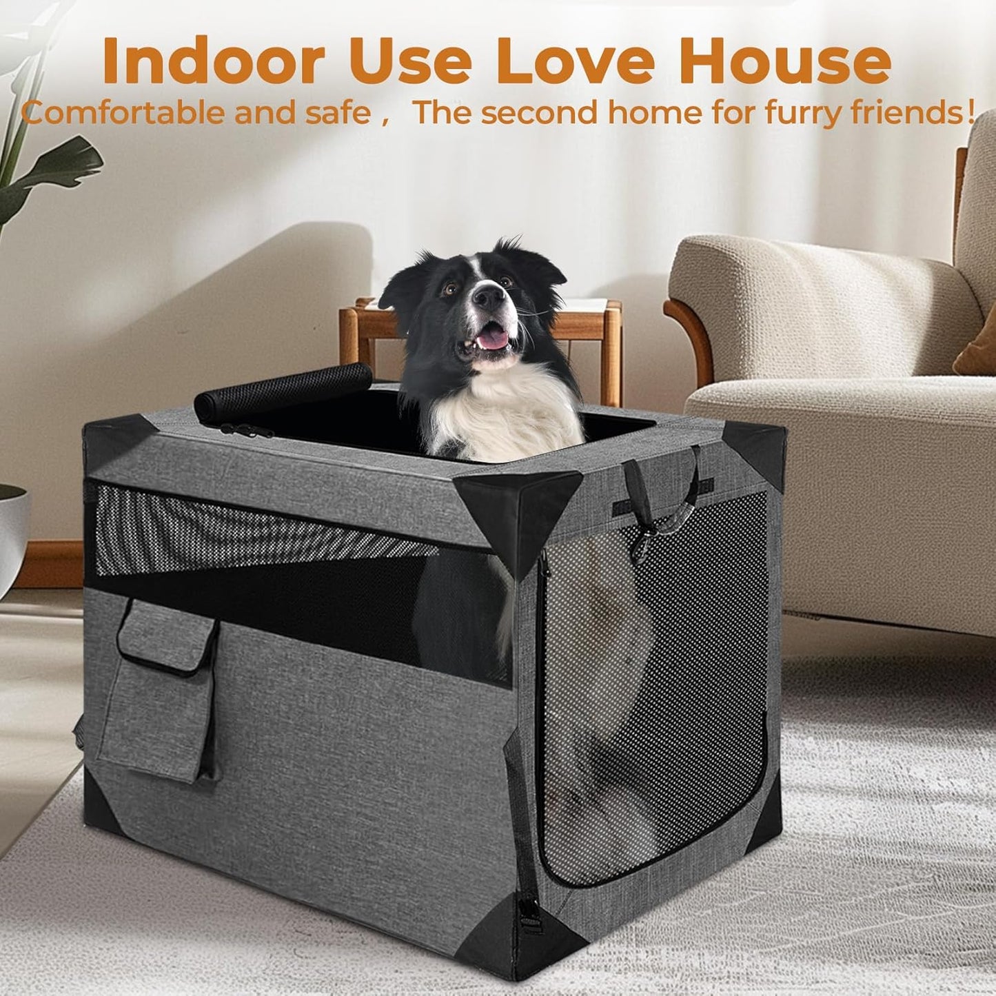 Dog Crate, Collapsible Soft Travel Crate for Large Dogs (3 Year Warranty), Indoor & Outdoor Portable Pet Kennel with Chew-Proof Mesh Window (Dark Gray, 36" L x 25" W x 25" H) 