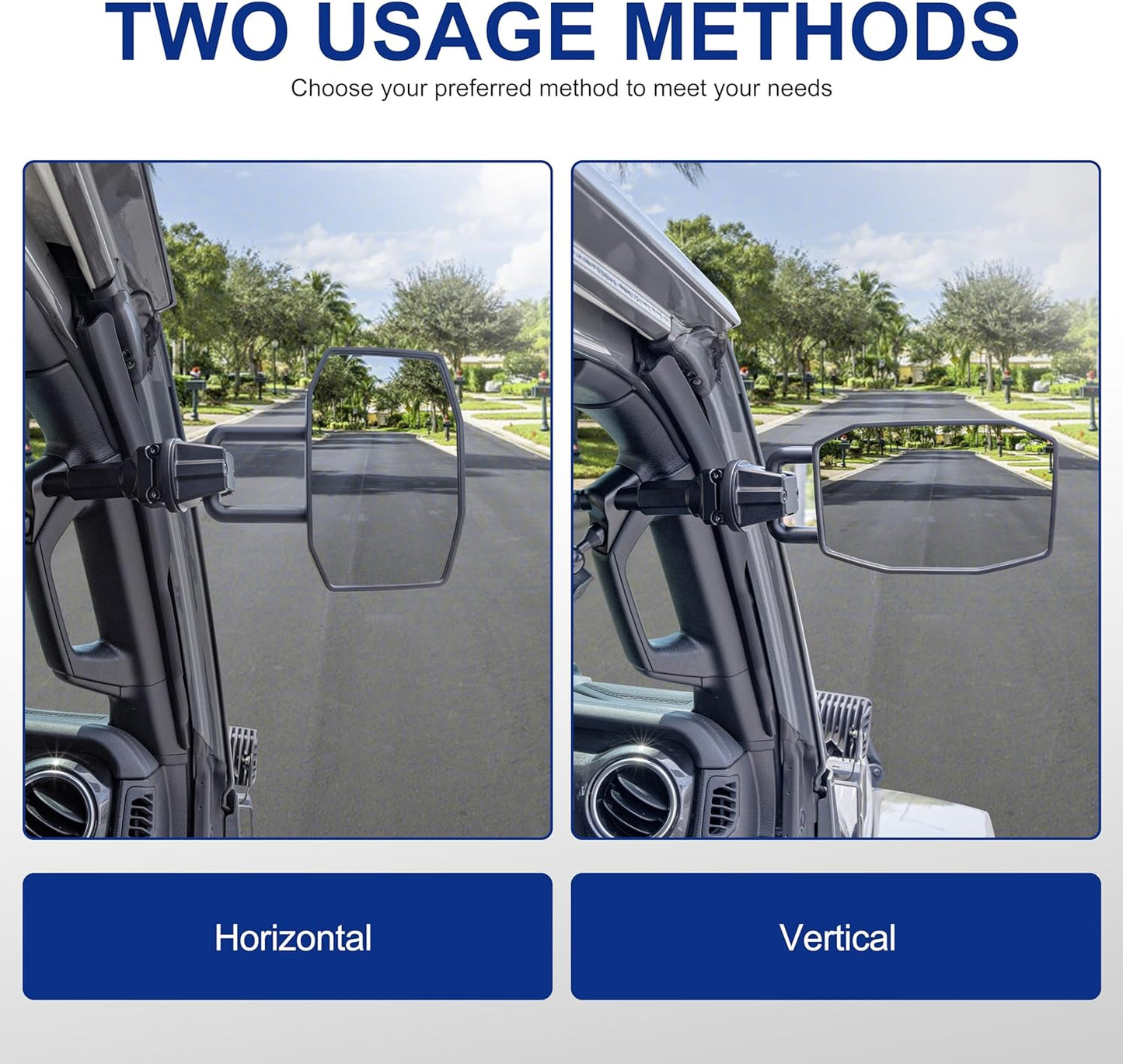 Upgraded Mirrors Doors Off Compatible with Jeep Wrangler JL JLU and Gladiator JT 2018-2023, Quick Release JL Mirror, No Wobble & Quick Removal knob(Not Fit 2024 2025) Patent Pending