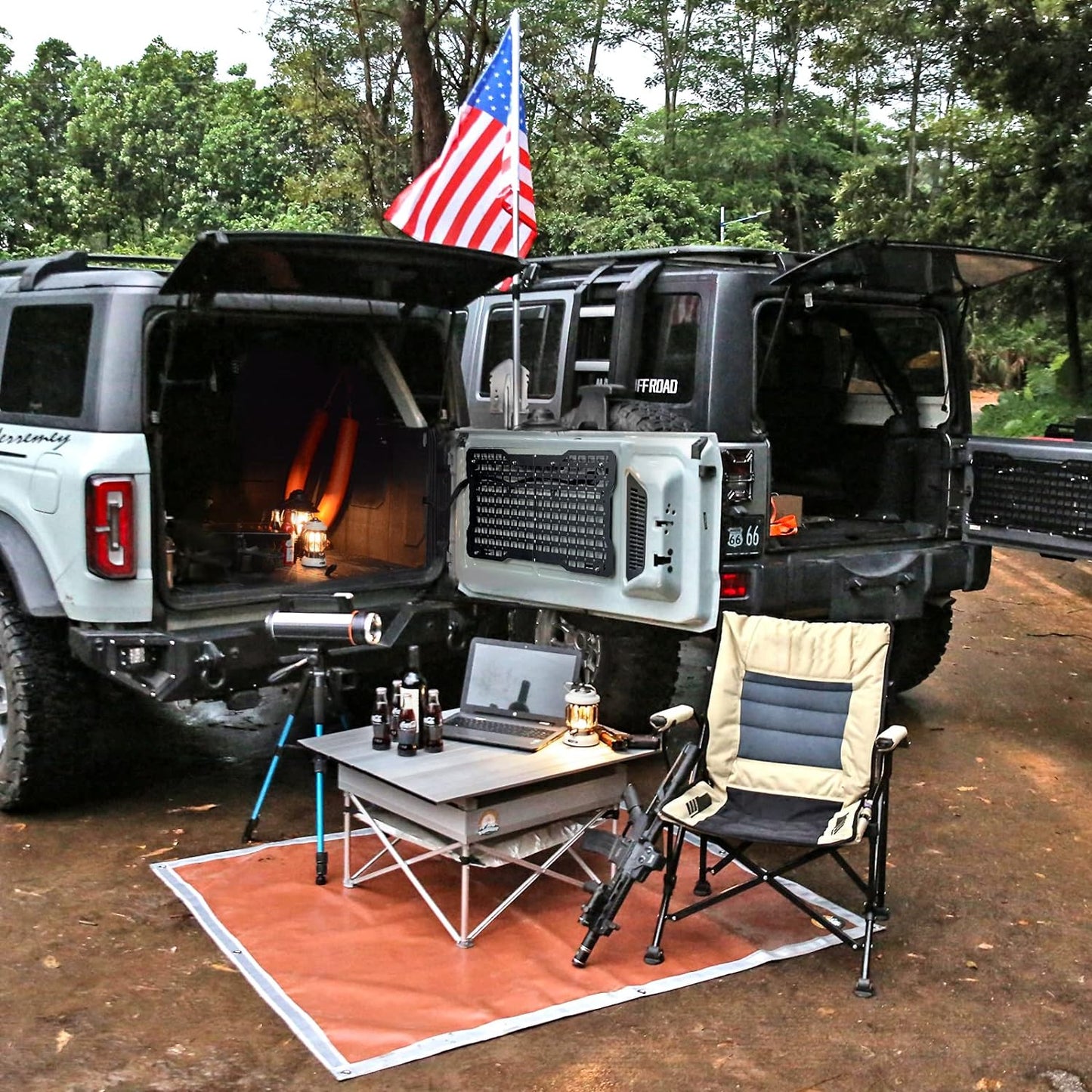 OFF ROAD Tailgate Storage Panel Tailgate Molle Panel Steel Cargo Shelf Storage Luggage Holder Carrier with 3 Storage Bags for Ford Bronco Accessories 2021 2022 2023 2/4 Doors - OMOTOR