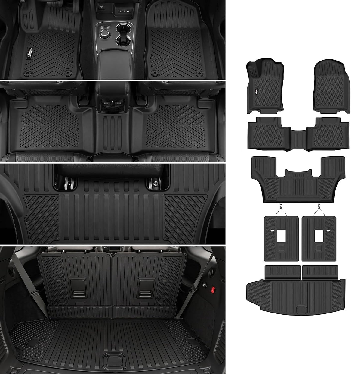 Floor Mats & Trunk Mat for 2016-2024 2025 Dodge Durango with Backrest Mat All Weather TPE Protection