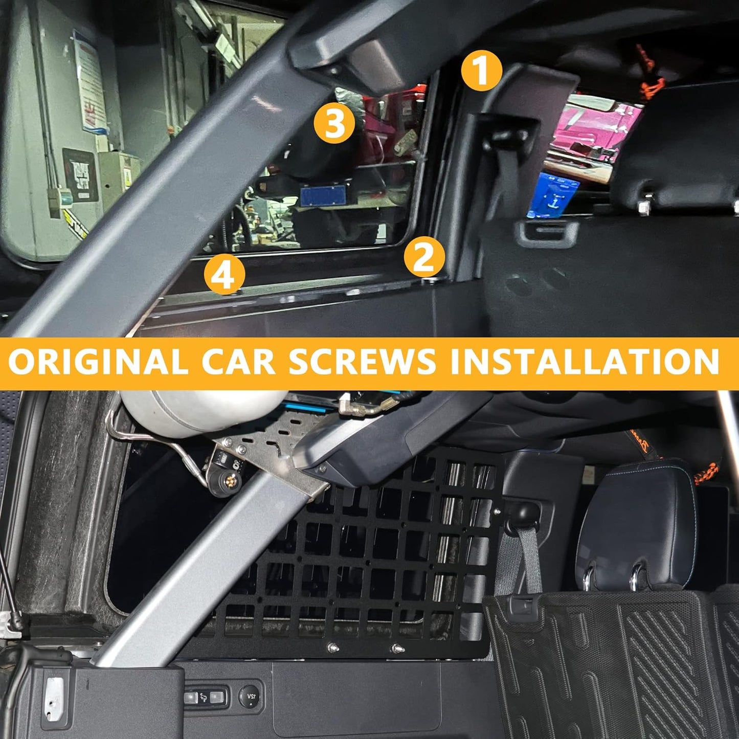 Rear Window Molle Panel for 2021 2022 2023 2024 2025 New Ford Bronco 4 Door Hard Top Cargo Organizer Rear Trunk Panel Storage System Interior Accessories, 2 Pack Black
