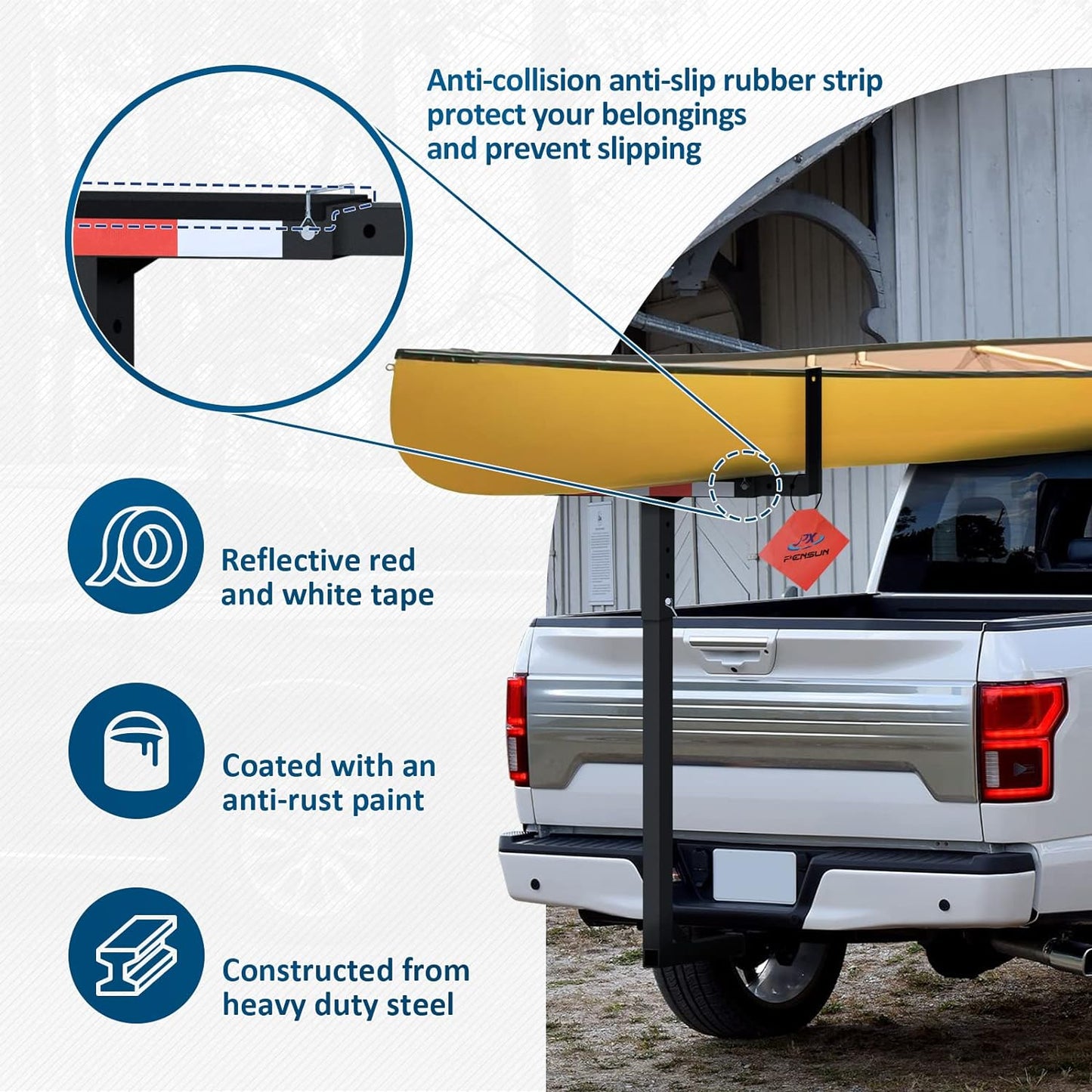Truck Bed Extender, 2 in 1 Design Foldable Pick Up Truck Bed Hitch Mount Extension Rack ,800lbs Load Capacity - OMOTOR
