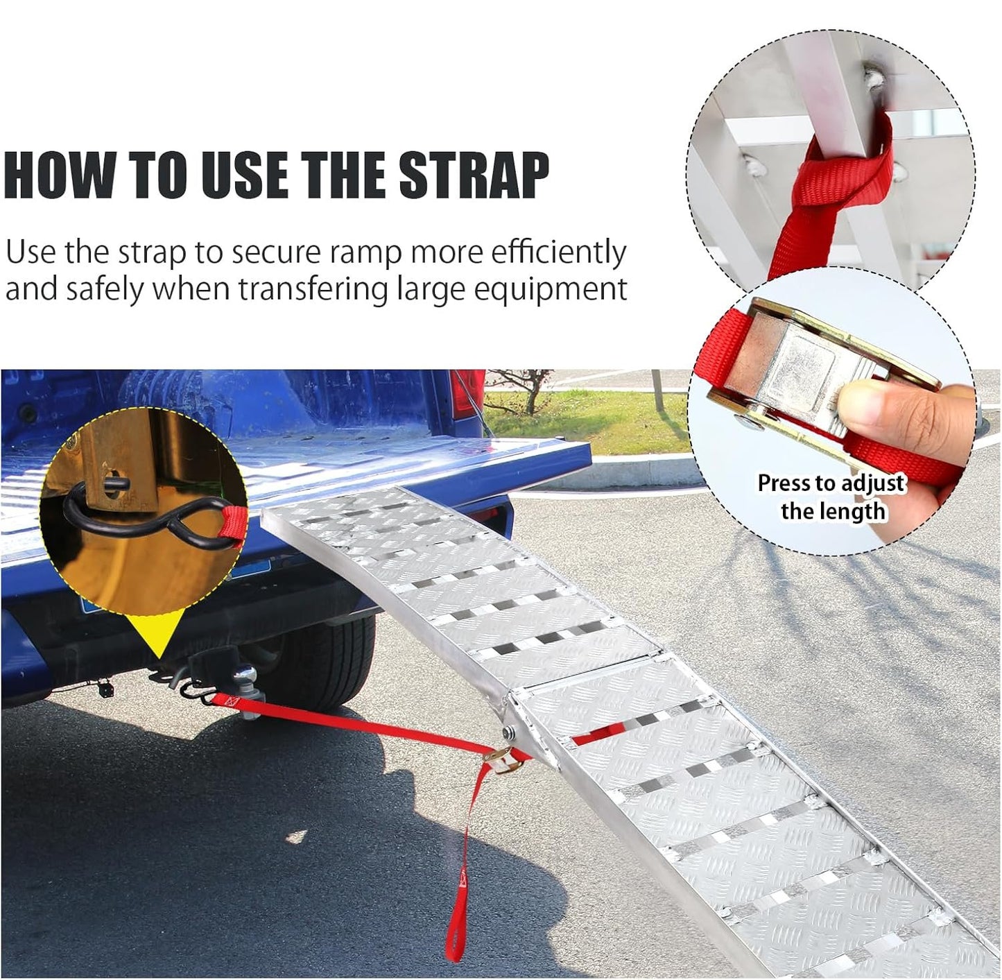 7.5'L × 11" W Folding Loading Ramp, 1500 lbs Capacity, Heavy-Duty Aluminum Portable ATV UTV Ramp/Motorcycle Ramp/Truck Ramp for Dirt Bikes,Carts,Trucks,Lawn Mowers,Snow Blowers Pickup,1 PC - OMOTOR