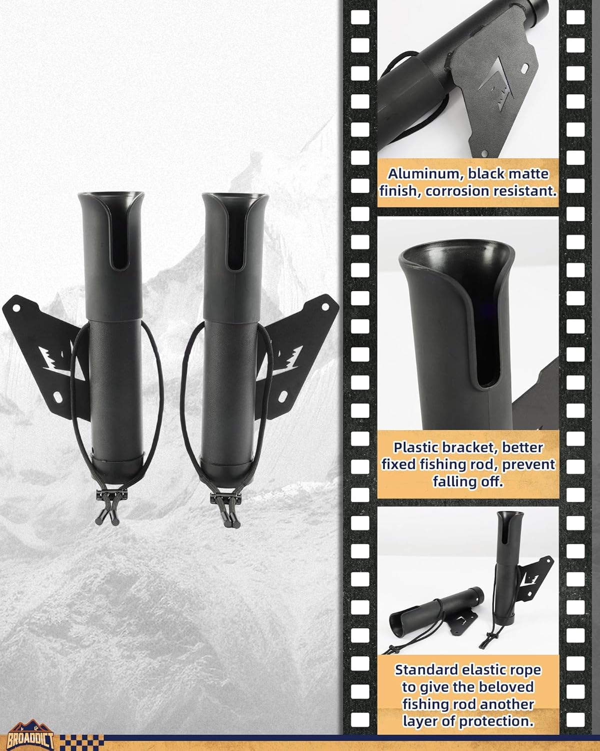 Off-Road Fishing Rod Holder, Double Rod Kit with 2 Holders fit for 2021+ Ford Bronco 2/4 Door
