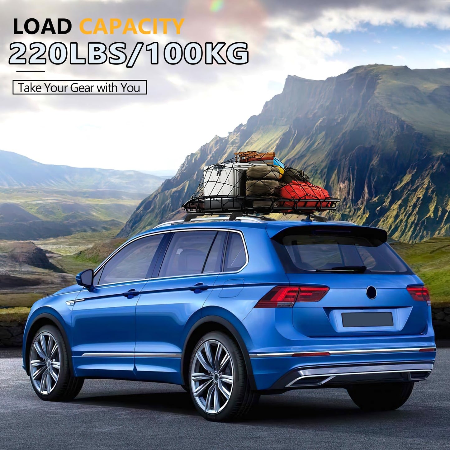 220lbs Roof Rack Cross Bars Compatible with Ford Explorer 2020-2024, Heavy Duty Aluminum Anti-Theft Lockable Metal Lock Roof Rails Crossbars Rooftop Cargo Bars Luggage Racks Carrier - OMOTOR