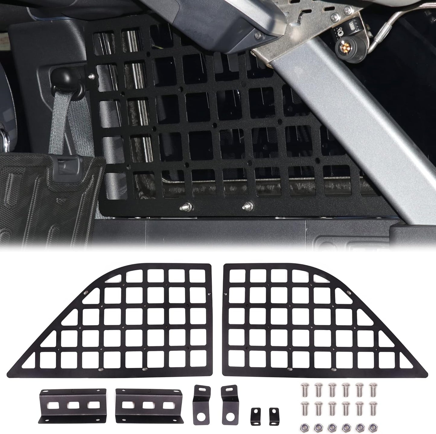Rear Window Molle Panel for 2021 2022 2023 2024 2025 New Ford Bronco 4 Door Hard Top Cargo Organizer Rear Trunk Panel Storage System Interior Accessories, 2 Pack Black