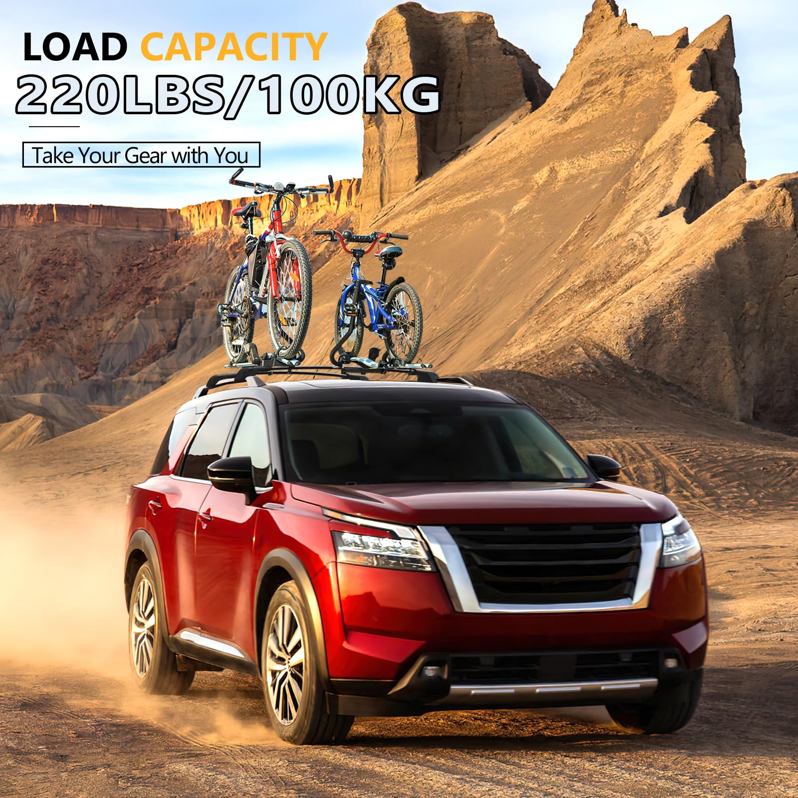220lbs Roof Rack Cross Bars Compatible with Ford Explorer 2020-2024, Heavy Duty Aluminum Anti-Theft Lockable Metal Lock Roof Rails Crossbars Rooftop Cargo Bars Luggage Racks Carrier - OMOTOR