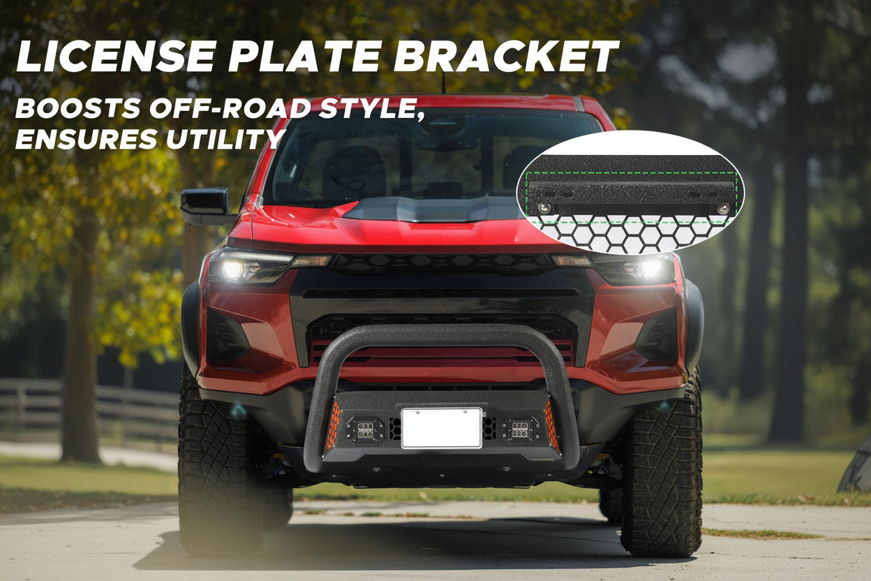 Bull Bar Fit for Chevy Colorado 2015-2026 with LED Light & w/License Plate