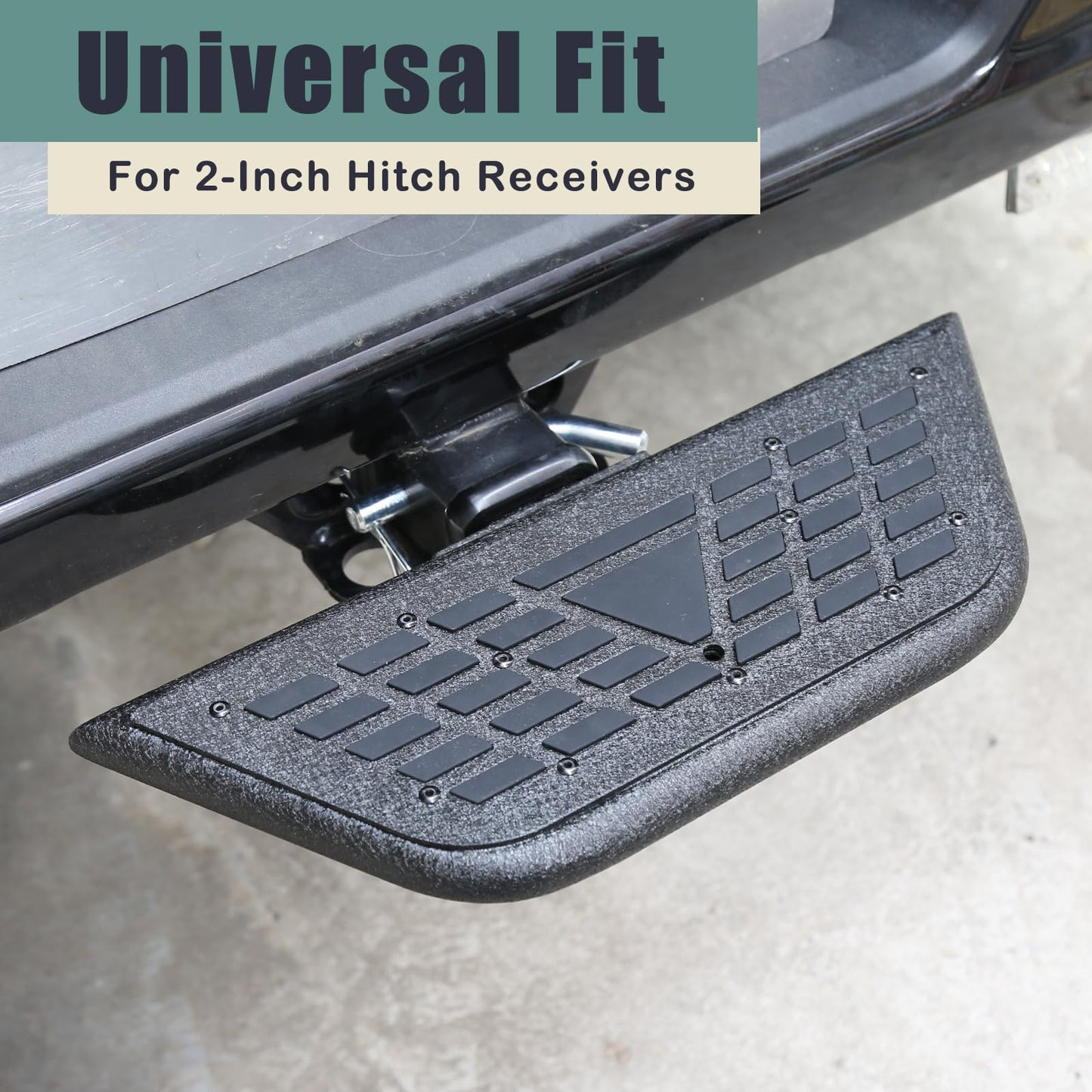 Universal Hitch Steps for Pickup Truck - Solid Trailer Hitch Step 2 Inch Receiver Hitch Accessories 17.3'' Rear Bumper Guard Protector for Car Vehicles SUV ATV Upgraded Textured Black with Pin Lock - OMOTOR