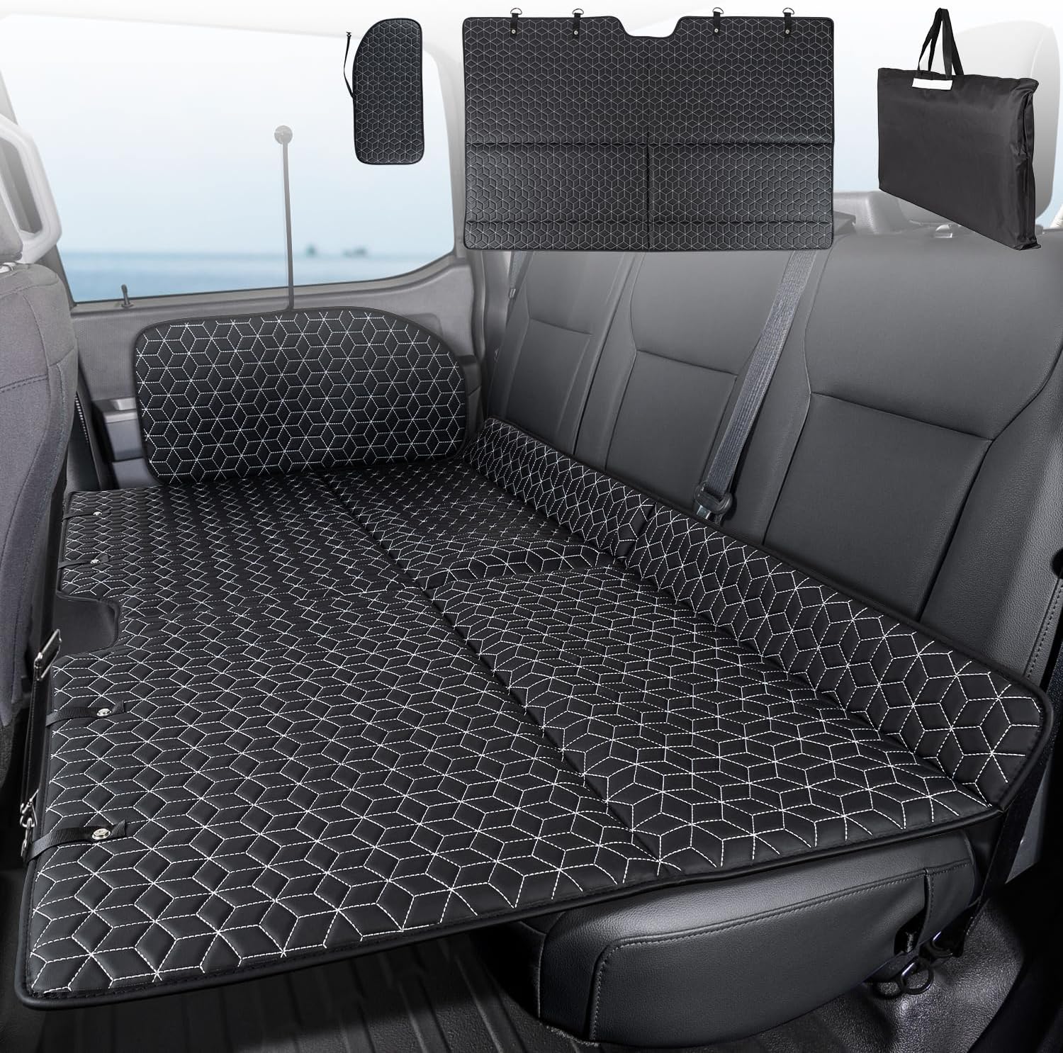 Back Seat Extender Truck Bed Mattress Car Camping Air Mattress for F150/RAM 1500/Silverado - OMOTOR