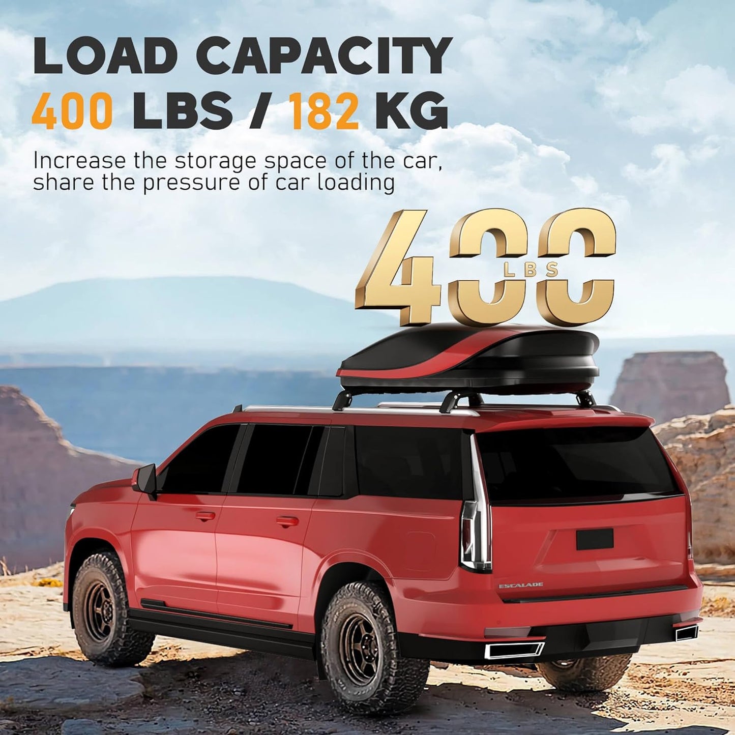 Roof Rack Cross Bar Rail Compatible with 2021 2022 2023 Chevrolet Tahoe Suburban GMC Yukon XL Cadillac Escalade ESV Cargo Racks Rooftop Luggage Canoe Kayak Carrier Rack - OMOTOR