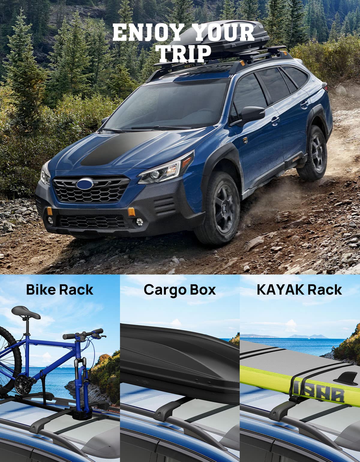 Car Roof Rack Cross Bars Compatible with Subaru Crosstrek 2024 with Lock, Aluminum Cross Bar for Rooftop Cargo Carrier Luggage Kayak Canoe Bike Snowboard - OMOTOR
