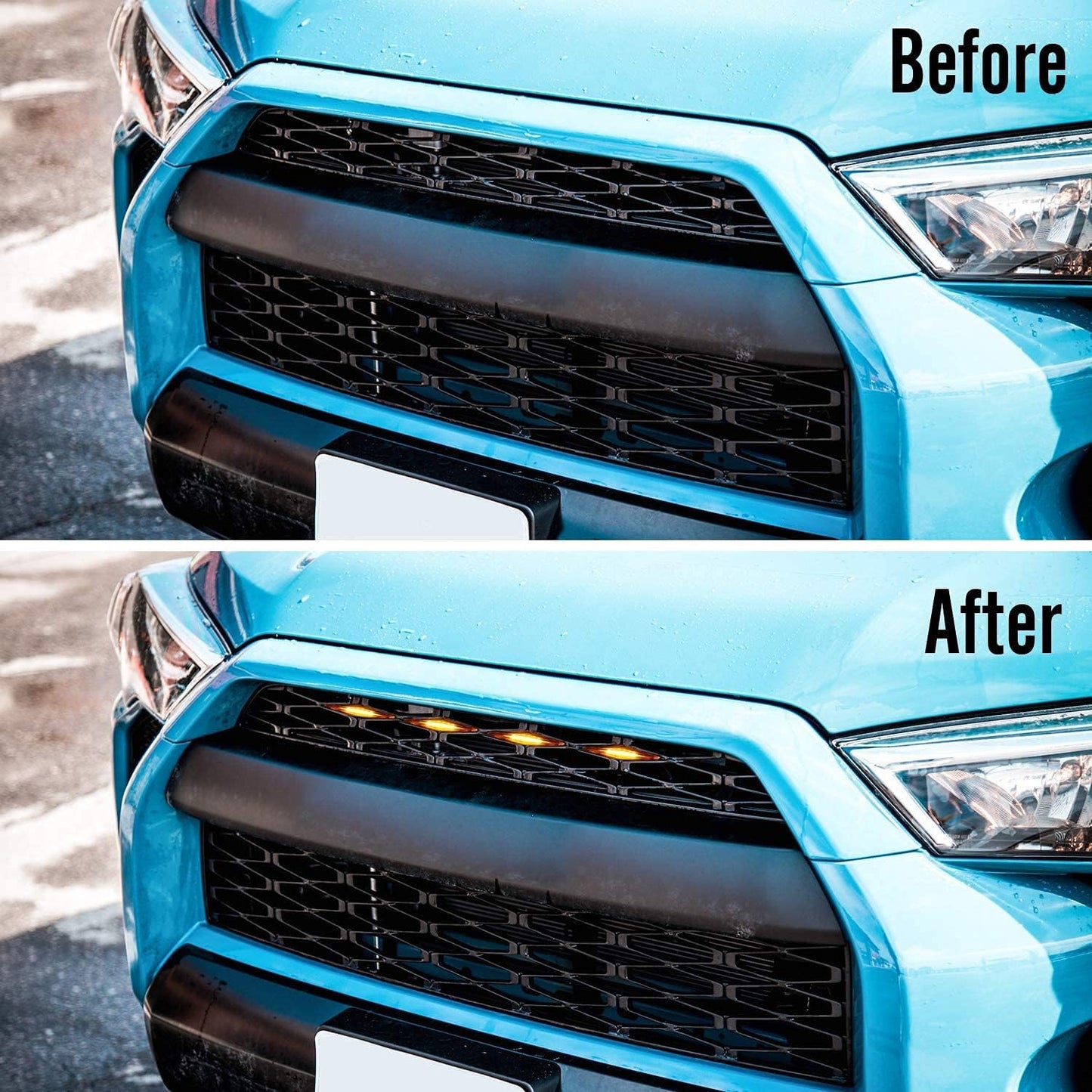 SEVEN SPARTA 4 PCS Grill Led Lights Compatible with Toyota 4Runner 2014-2024 TRD Pro Grille and 2014-2019 SR5, Premium, Limited, TRD Off-Road, Fuse and Instruction Included (Smoke Shell/Amber Light)