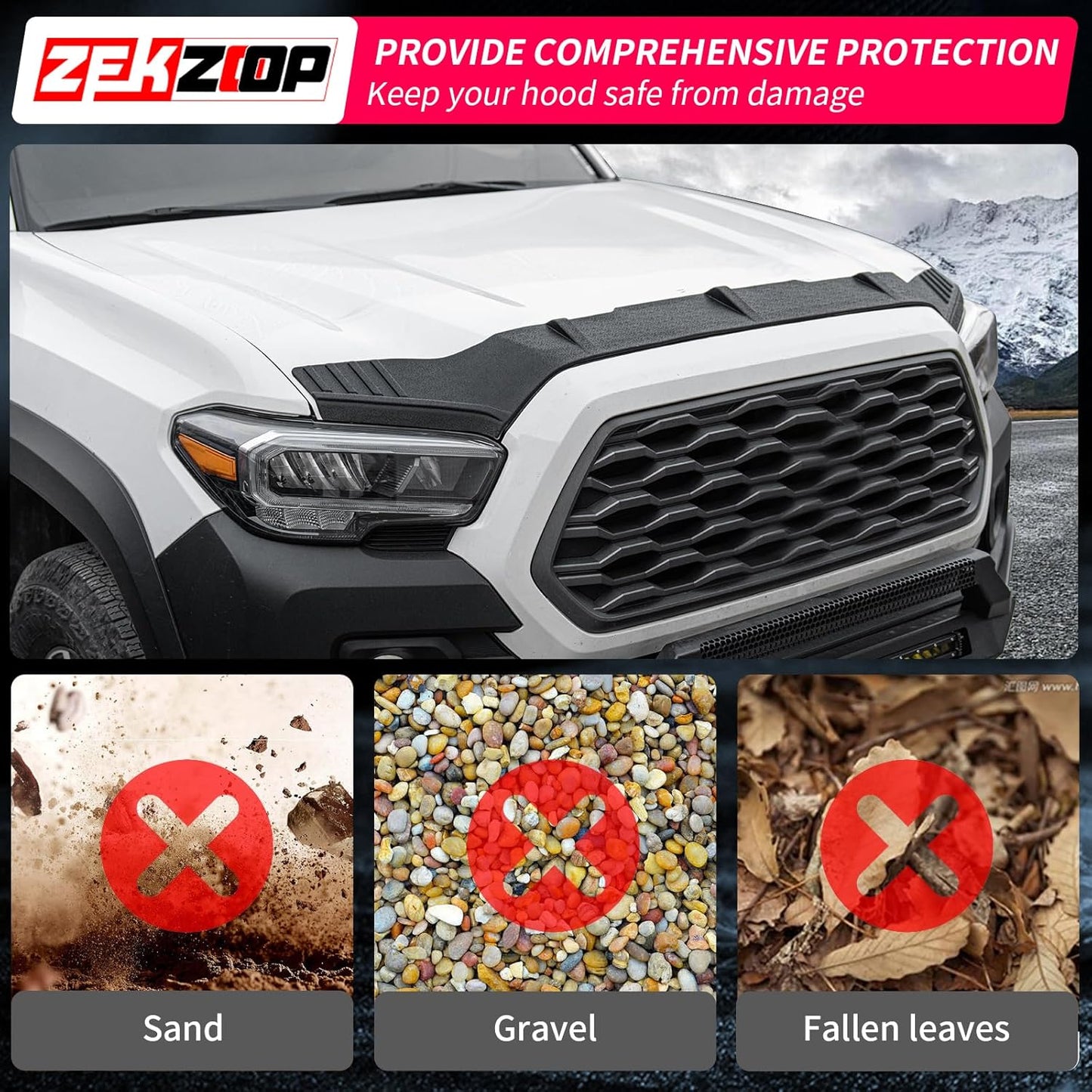 Hood Protector Compatible with 2016-2023 Toyota Tacoma Hood Shield TPE Hood Deflector Hood Guard for 2022 Tacoma Accessories
