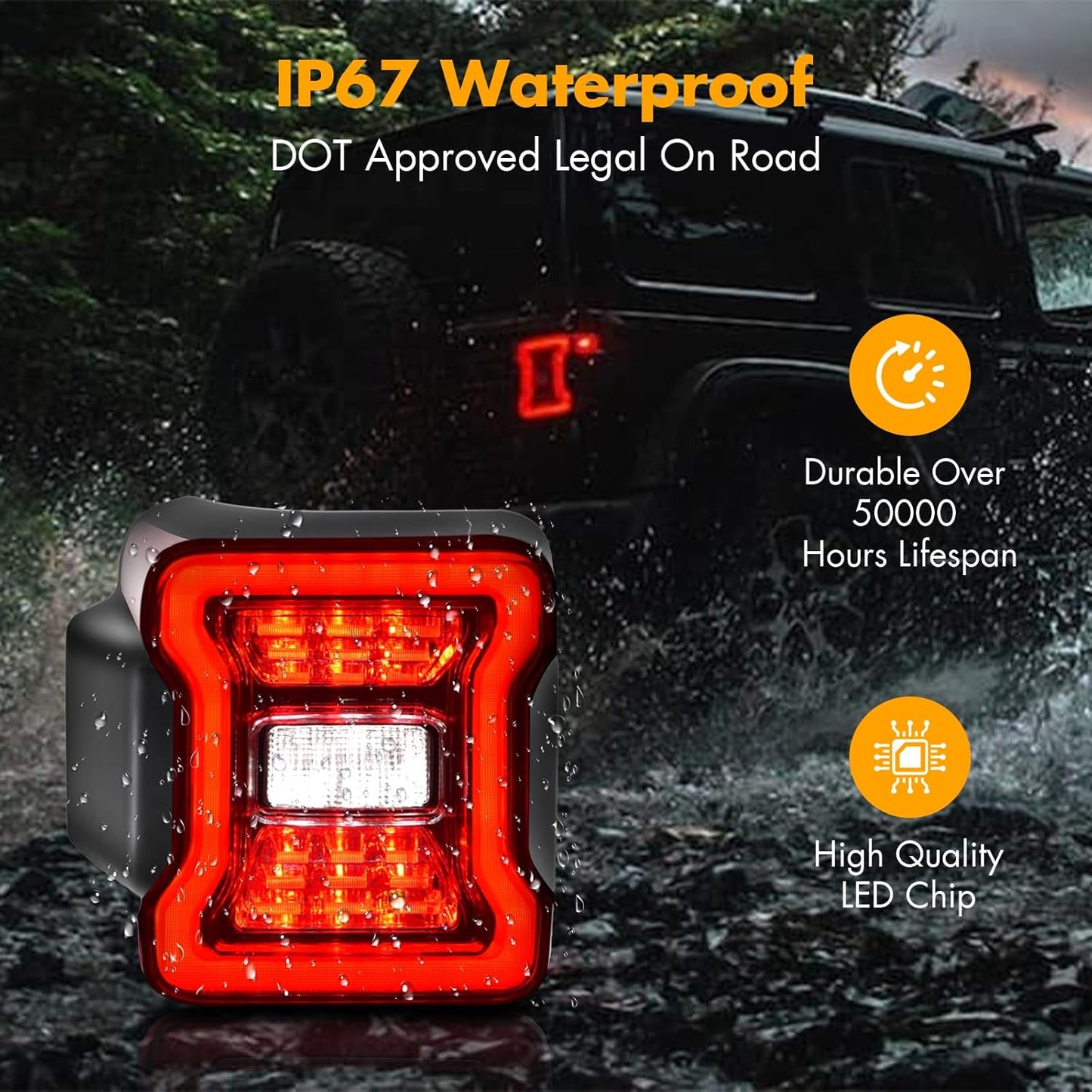 Full LED Tail Light Fit for 2018 2019 2020 2021 2022 2023 Jeep Wrangler JL(For Stock Halogen Model to Upgrade to FULL LED),LED Rear Light Set Brake Lamp Tail Lamp Assembly,Smoked Lens