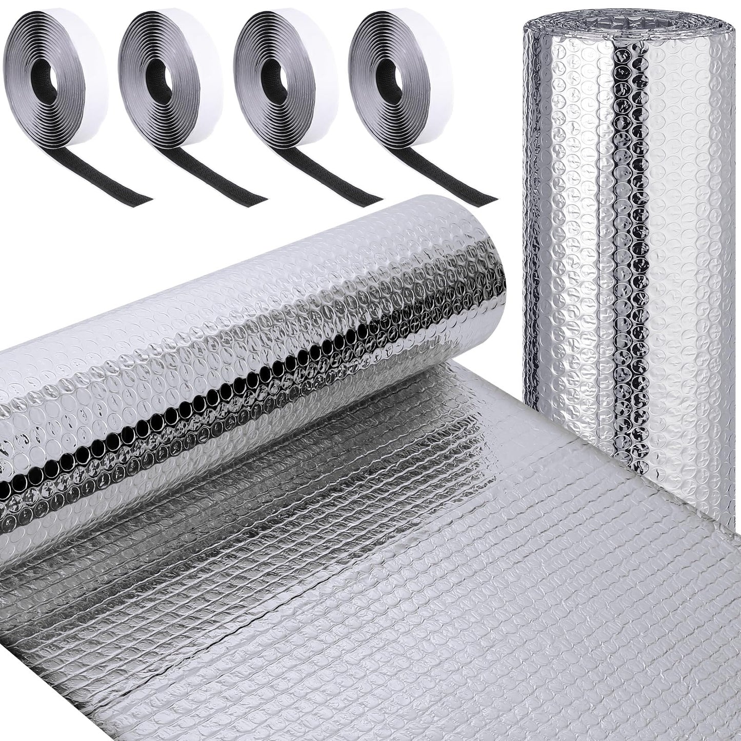 Frienda Double RV Door Window Shade Cover Blackout Reflective Insulation Roll 47x181 Inches Aluminum Foil Insulation Kit for Rv Garage Roof Door Window Skylight Shade(Silver)