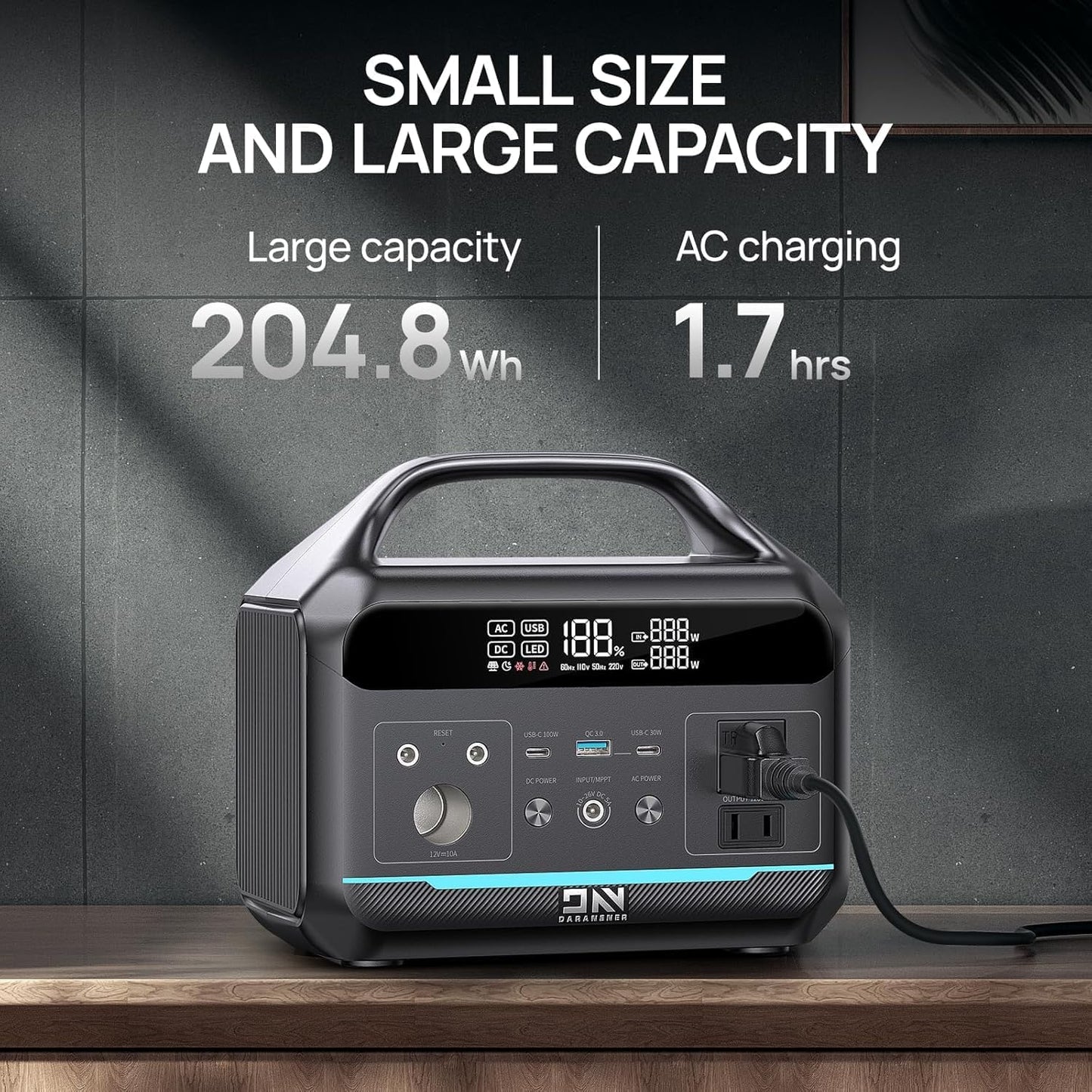Portable Power Station 300W (600W Surge), 204Wh Solar Generator LiFePO4 Electric with AC&DC Outlets Fast Charging for Outdoors Camping Essentials Backup Bank Emergency, RV, Off-Grid Living