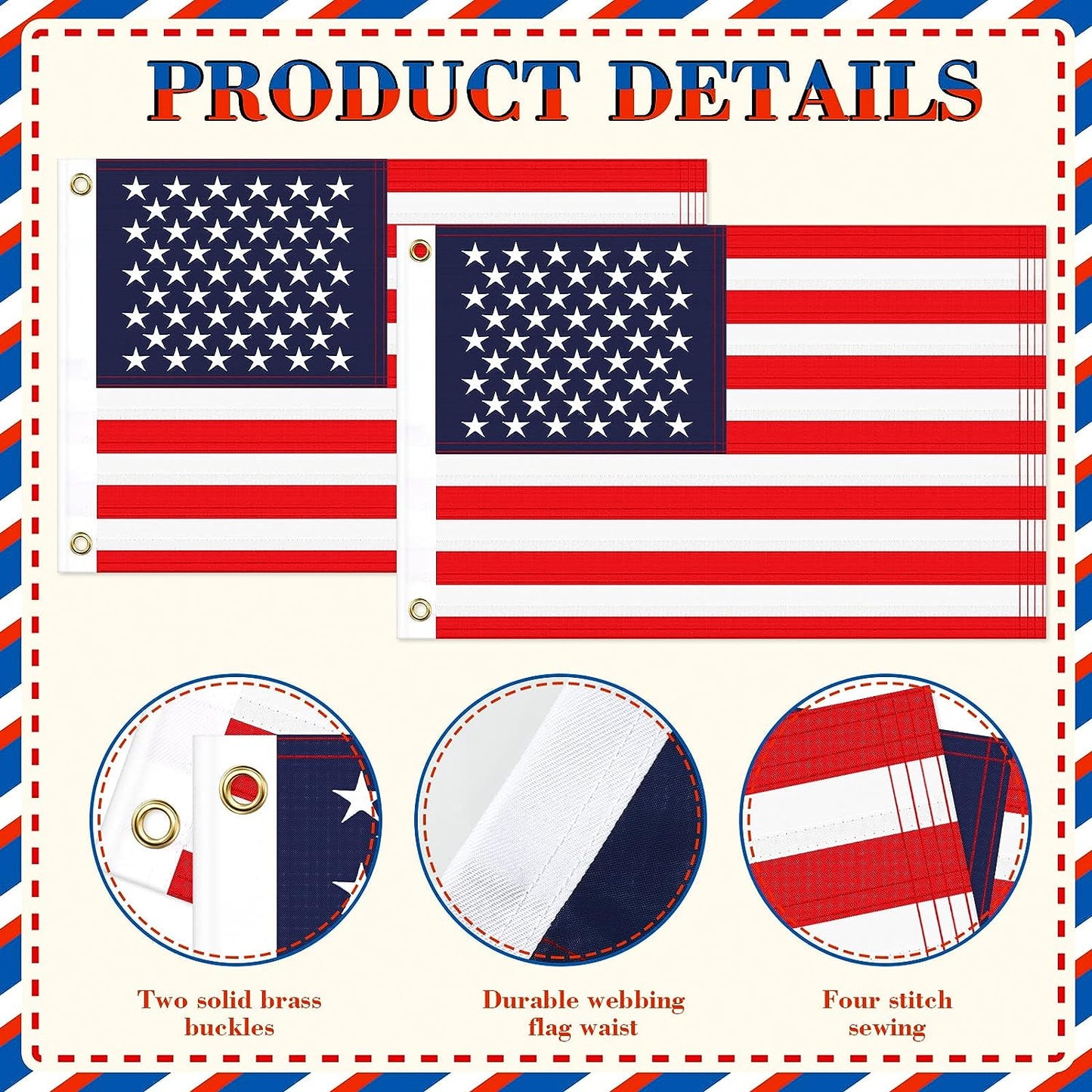 2 Pieces American Flag 12 x 18 Inch Small US Boat Star - OMOTOR