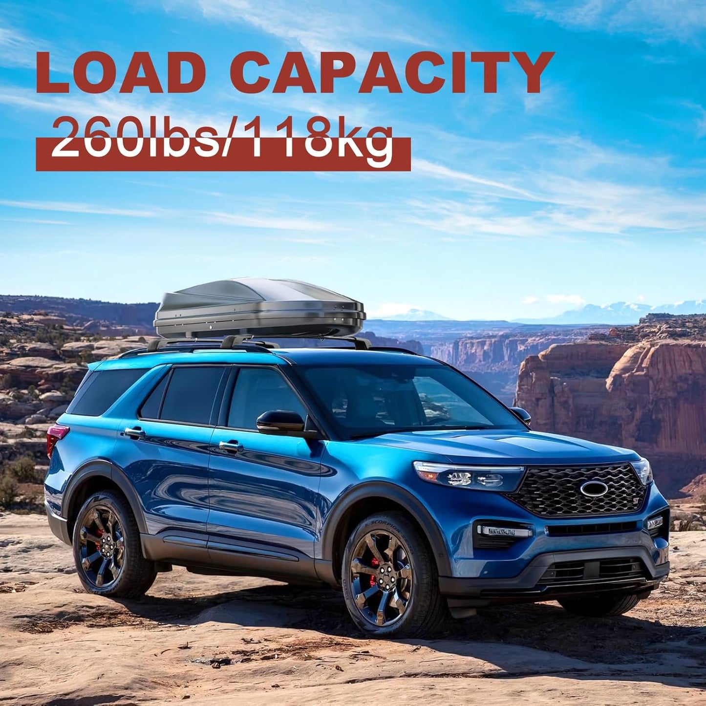 260lbs Roof Rack Cross Bars Compatible with Ford Explorer 2020 2021 2022 2023 2024, Heavy Duty Anti-Theft Lockable Aluminum Roof Rails Crossbars Rooftop Cargo Basket Carrier Luggage - OMOTOR