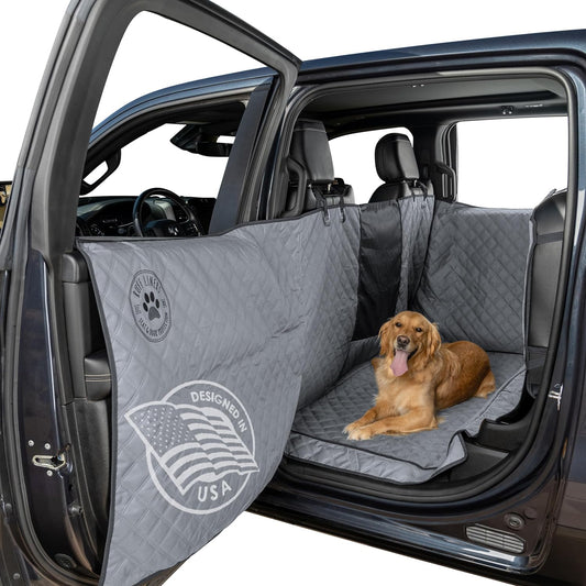 Pets Seat Covers for Trucks with Flip Up Rear Seats, Waterproof Floor Cover Hammock for Crew Cab Trucks, Dog Truck Accessories, Compatible with F150