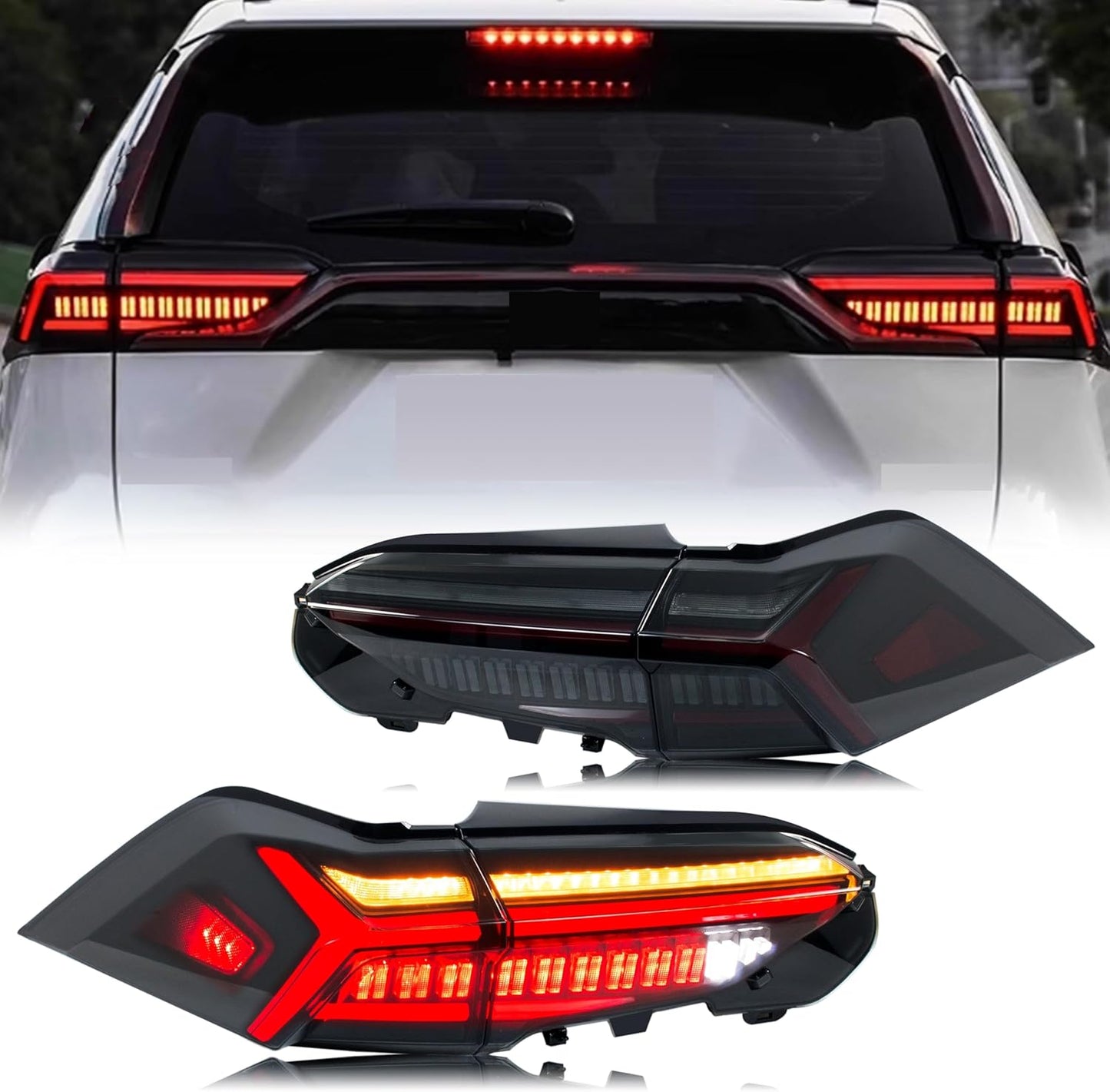 inginuity time LED Tail Lights for Toyota RAV4 2019-2024 Start-up Animation Sequential Turn Signal Rear Lamps Accessory Assembly