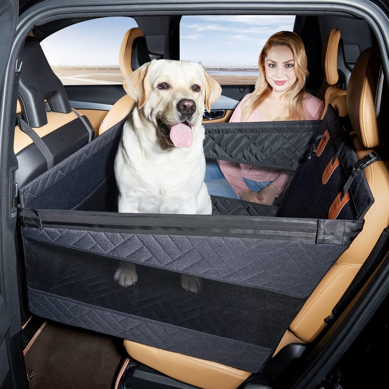 Dog Car Seat for Medium/Large Dogs, Back Seat Extender & Hammock, Waterproof Pet Car Bed Mattress for Car SUV Truck, Easy to Clean & Non-Slip - OMOTOR