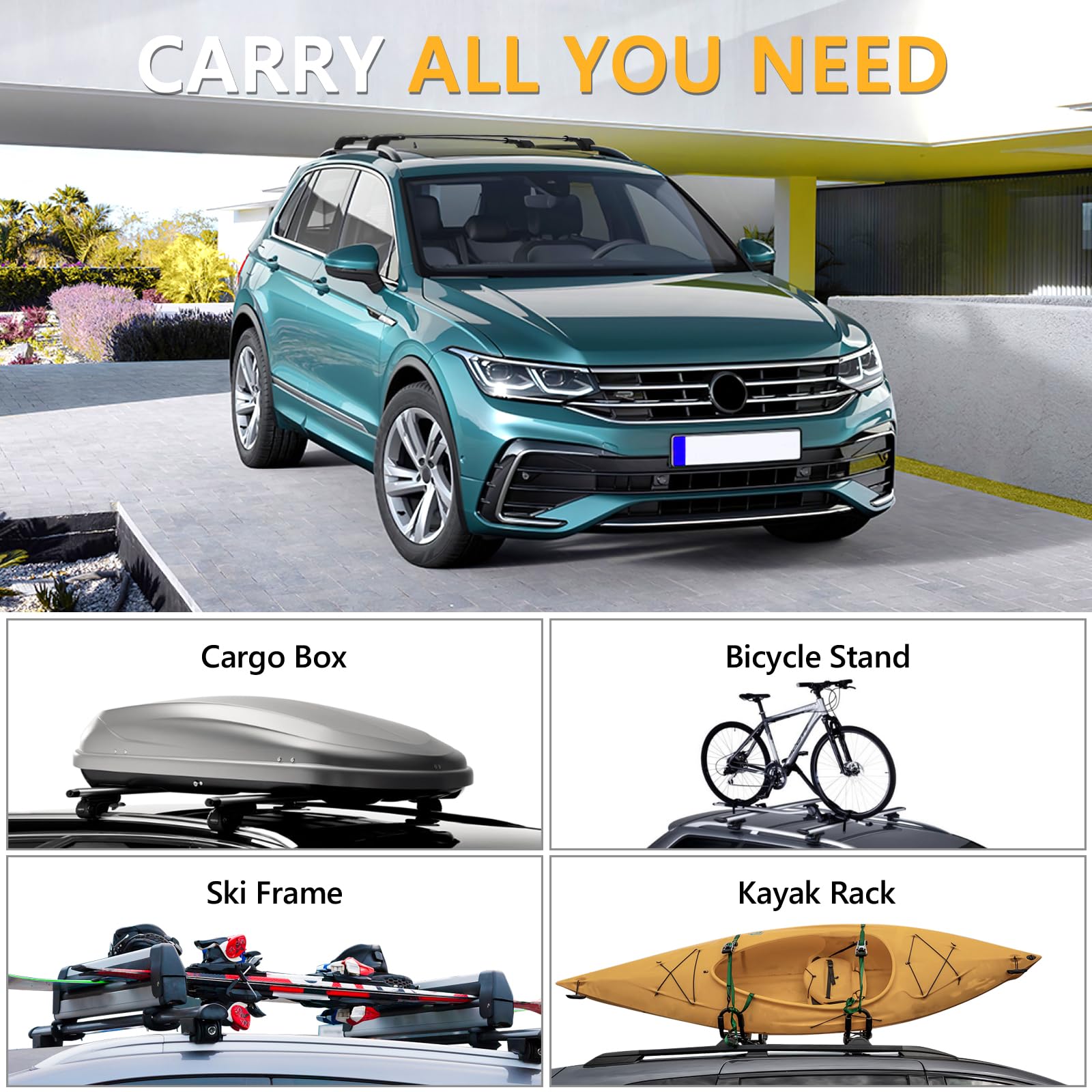 220lbs Roof Rack Cross Bars Compatible with Ford Explorer 2020-2024, Heavy Duty Aluminum Anti-Theft Lockable Metal Lock Roof Rails Crossbars Rooftop Cargo Bars Luggage Racks Carrier - OMOTOR