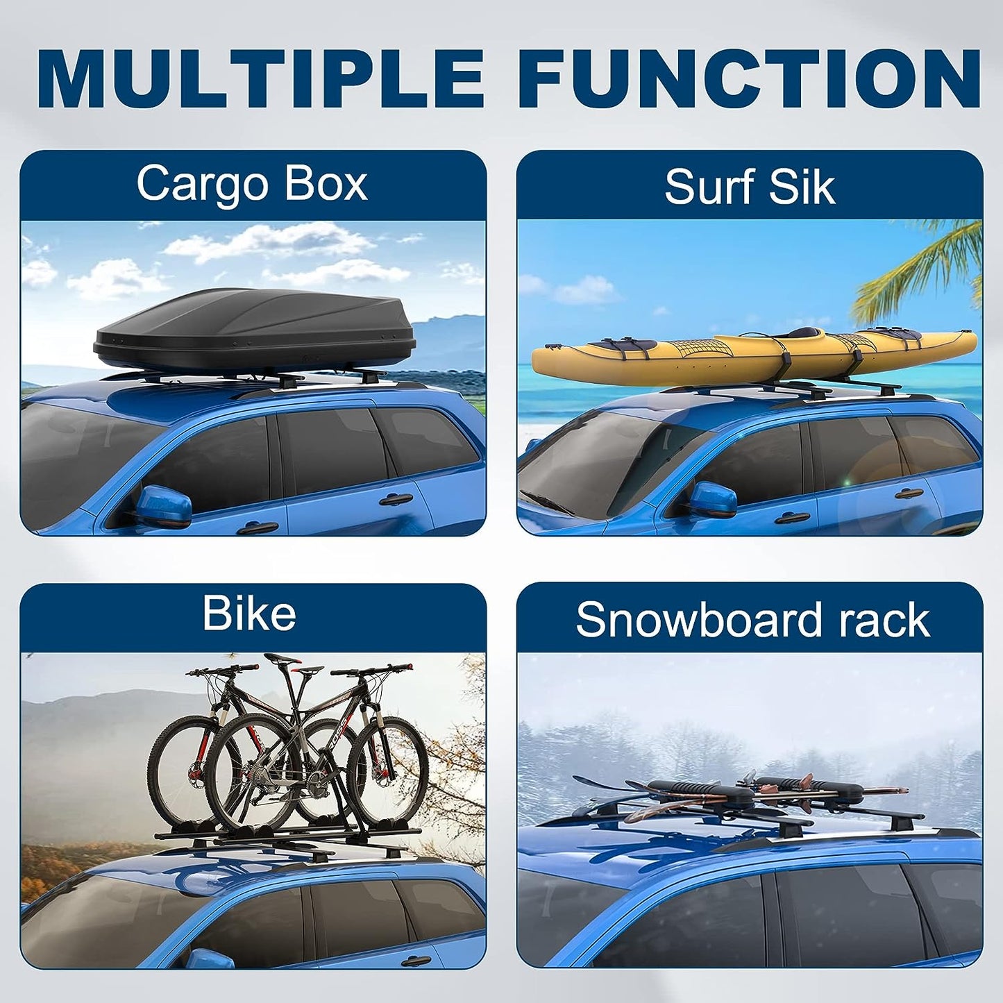 Roof Rack Cross Bar Rail Compatible with 2021 2022 2023 Chevrolet Tahoe Suburban GMC Yukon XL Cadillac Escalade ESV Cargo Racks Rooftop Luggage Canoe Kayak Carrier Rack - OMOTOR