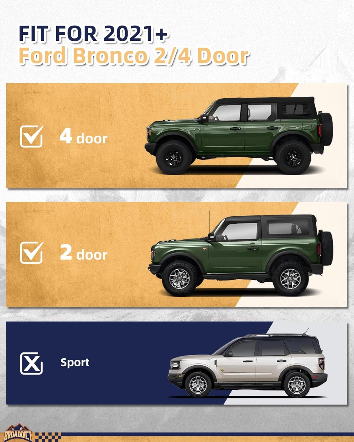 Off-Road Fishing Rod Holder, Double Rod Kit with 2 Holders fit for 2021+ Ford Bronco 2/4 Door