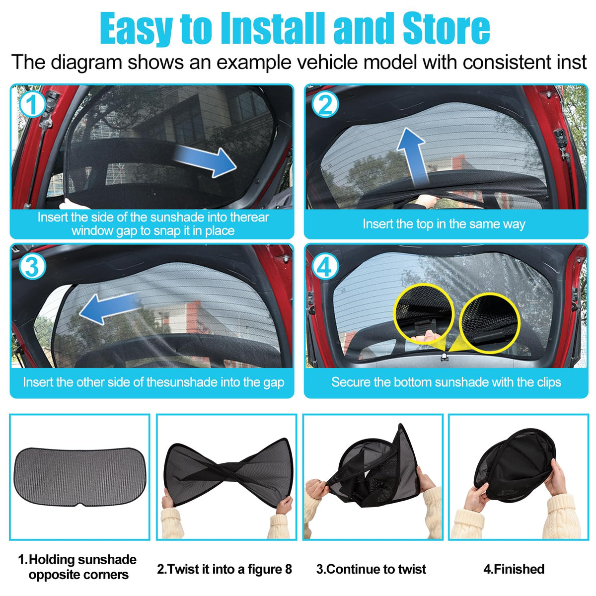 Rear Window Sunshade For Ford F150 2016-2024 UV-Block, Clear View, Heat Reduction