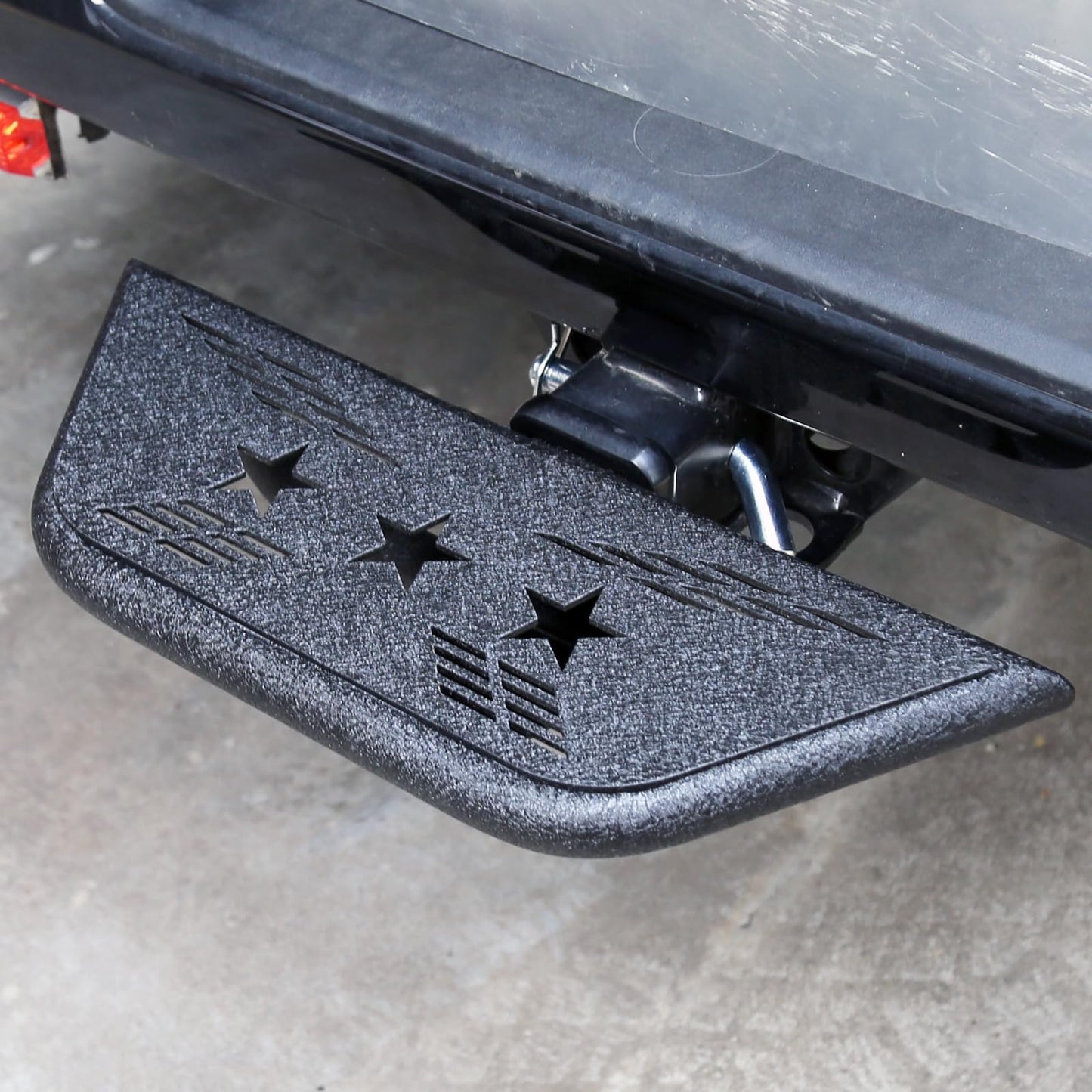 Universal Hitch Steps for Pickup Truck - Solid Trailer Hitch Step 2 Inch Receiver Hitch Accessories 17.3'' Rear Bumper Guard Protector for Car Vehicles SUV ATV Upgraded Textured Black with Pin Lock - OMOTOR