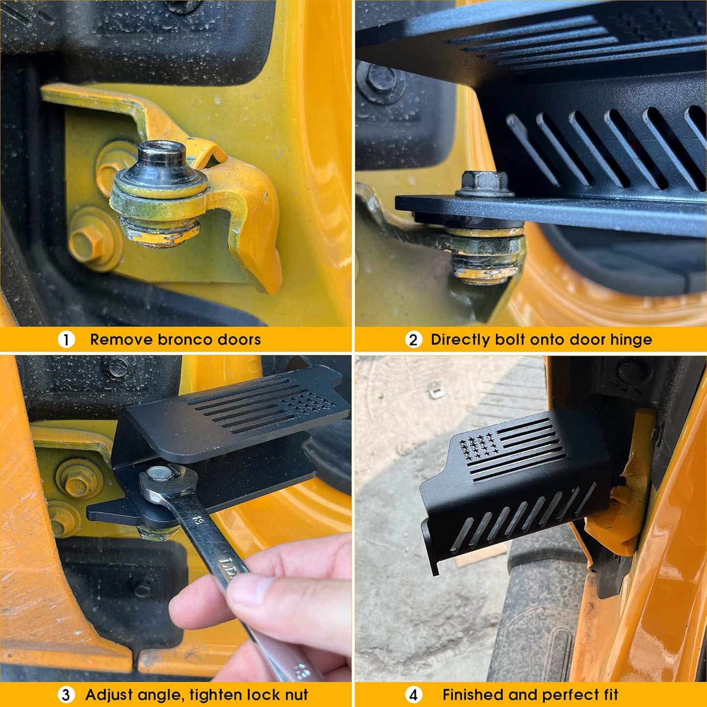 BESTAOO Door Hinge Front Foot Peg Rest Pedal for Ford Bronco Accessories 2021 2022 2023 2024 2025 2 Door 4 Door - 1 Pair