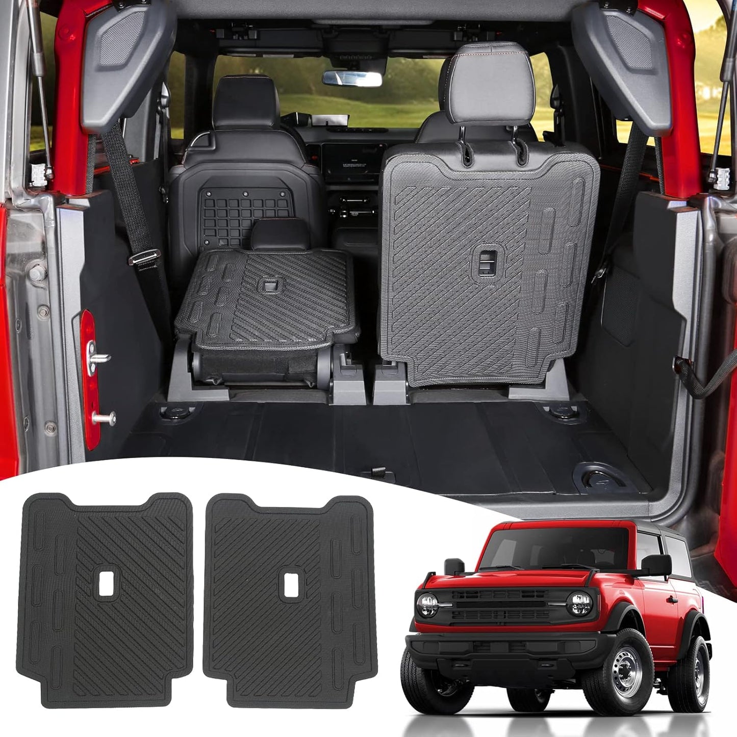 Rear Seat Back Cover Backrest Protector for Ford Bronco Accessories 2021 2022 2023 2024 with Dog Seat Liner fit Bronco 2-Door/4-Door - OMOTOR