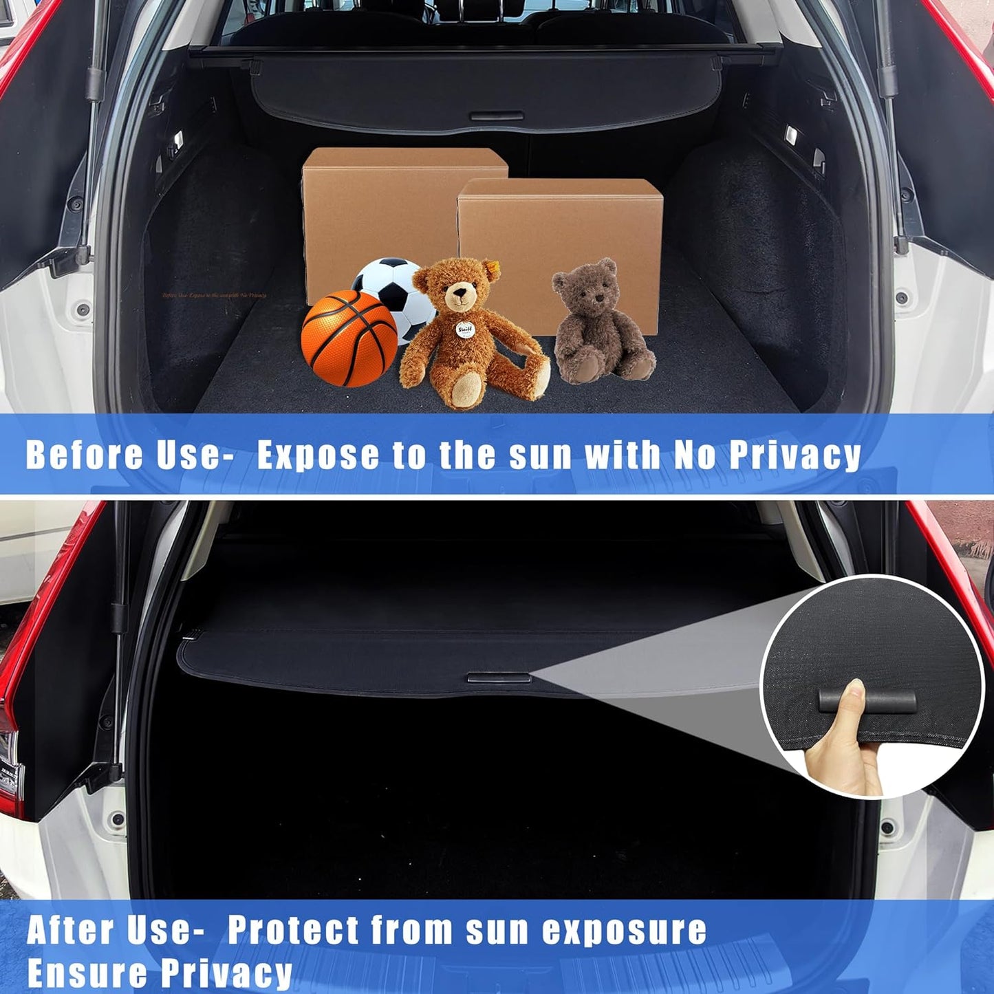 Retractable Cargo Cover for Honda CRV 2023 2024 (Include Hybrid) Trunk Cargo Cover Luggage Security Shade Cover for CR-V 2023 2024 Shielding Shade Anti-Peeping Luggage Privacy Screen - OMOTOR