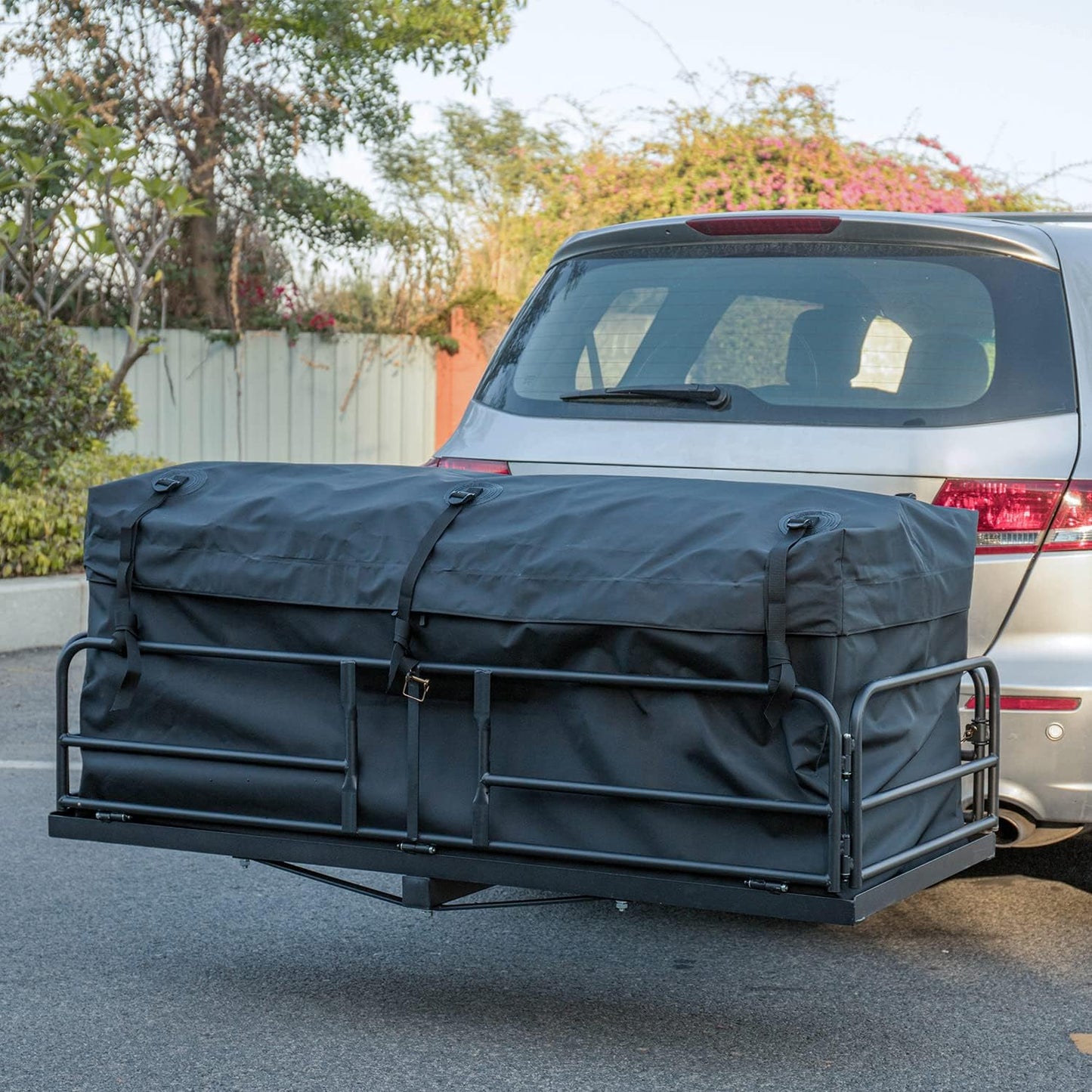 Hitch Mount Cargo Carrier Bag 16.8 Cubic Waterproof Luggage Storage Bag Black Traveling Bags for Car Truck SUV - OMOTOR