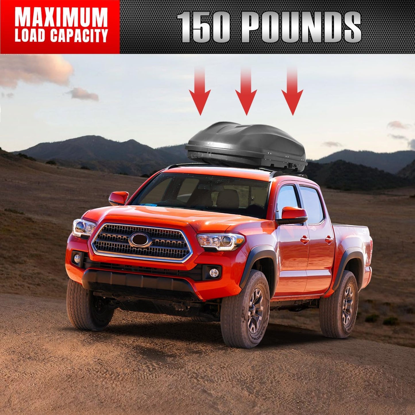 Roof Rack Cross Bar Fit for Toyota Tacoma 2005-2023 Rooftop Side Rails 150LBS Heavy Duty Aluminum Crossbars for Kayak, Surfboard, Canoe, Bike, Luggage & Cargo Carrier