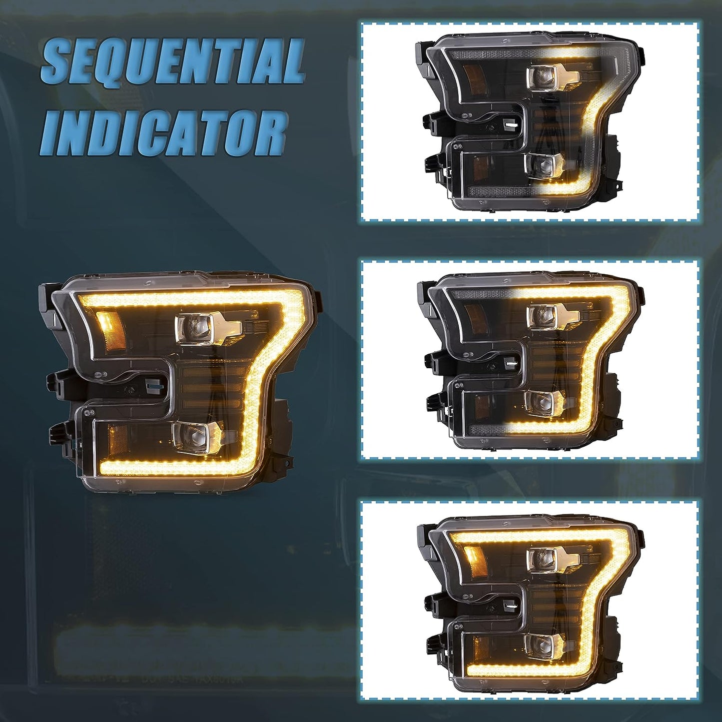2015-2017 LED Headlight Fit for Ford F150(XL, XLT, Lariat, King Ranch, Platinum, Limited) with Startup Animation - OMOTOR