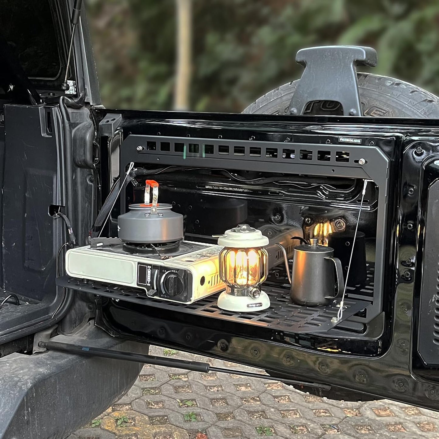 MAIKER OFF ROAD Tailgate Table Rear Foldable Cargo Shelf Aluminum Alloy Storage Shelf MOLLE Panel for Ford Bronco 2021-2024