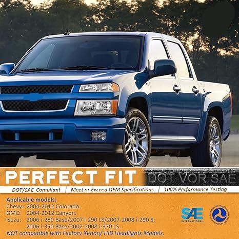 2004-2012 Chevy Colorado/GMC Canyon & 2006-2008 Isuzu i-Series Headlights - Black/Chrome Housing, Amber Reflector (Left + Right Side) - OMOTOR