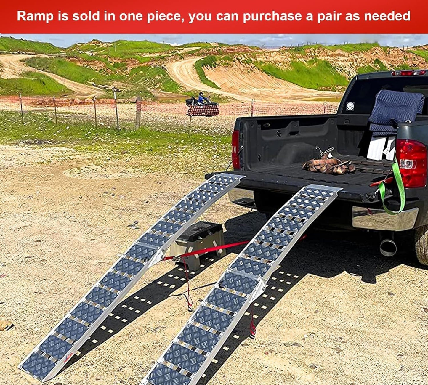7.5'L × 11" W Folding Loading Ramp, 1500 lbs Capacity, Heavy-Duty Aluminum Portable ATV UTV Ramp/Motorcycle Ramp/Truck Ramp for Dirt Bikes,Carts,Trucks,Lawn Mowers,Snow Blowers Pickup,1 PC - OMOTOR