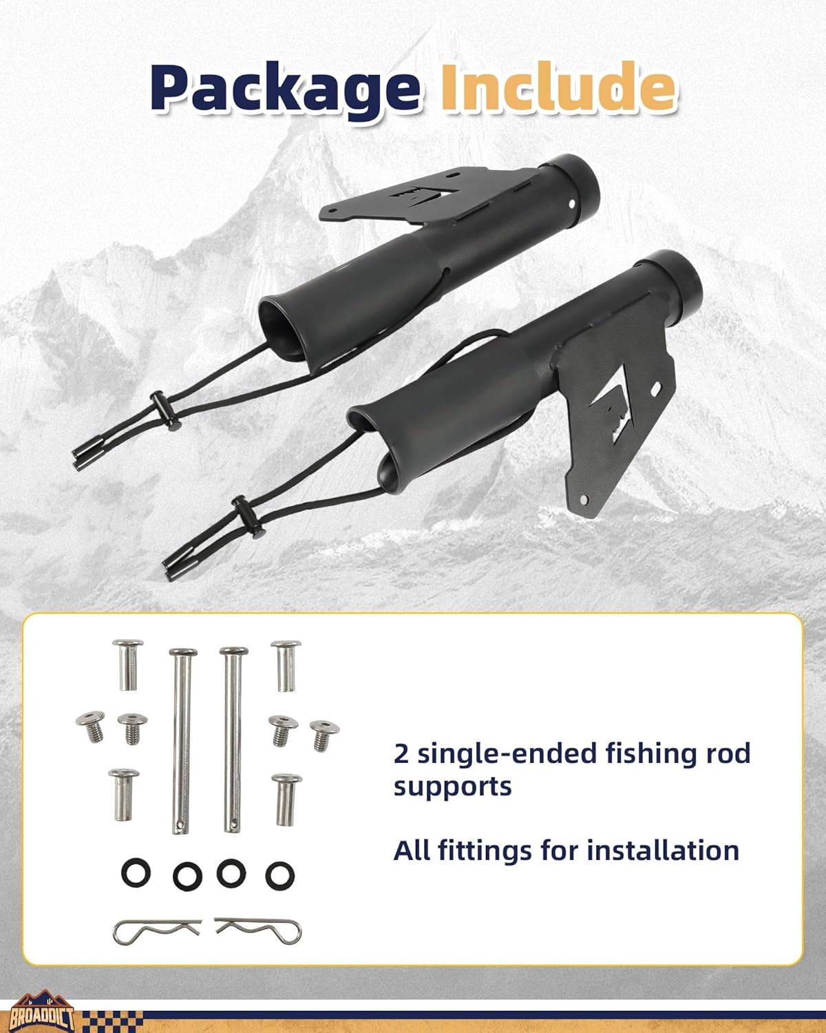Off-Road Fishing Rod Holder, Double Rod Kit with 2 Holders fit for 2021+ Ford Bronco 2/4 Door
