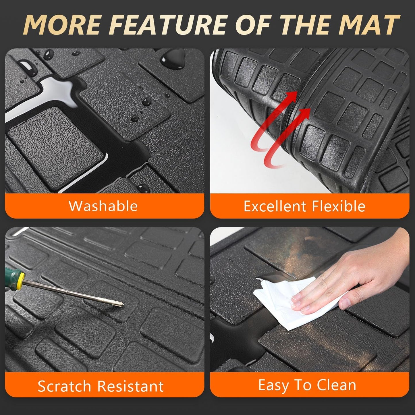 Floor Mats Compatible with 2013-2024 Toyota 4Runner 7-Seat Backrest Mat TPE Material Cargo Liner Replacement for 2013-2023 Toyota 4Runner Accessories (Cargo Mat+3rd Backrest Mat+Floor Mat) - OMOTOR