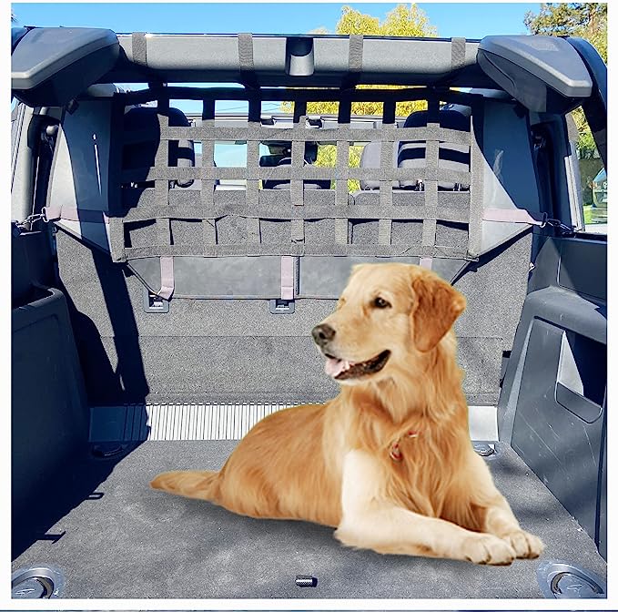 Dog Barrier Net for Ford Bronco 4 Doors, Pet Barrier Mesh Divider Restraint Car Trunk, Suitable for Medium, Large Pets, Foldable for Easy Storage - OMOTOR