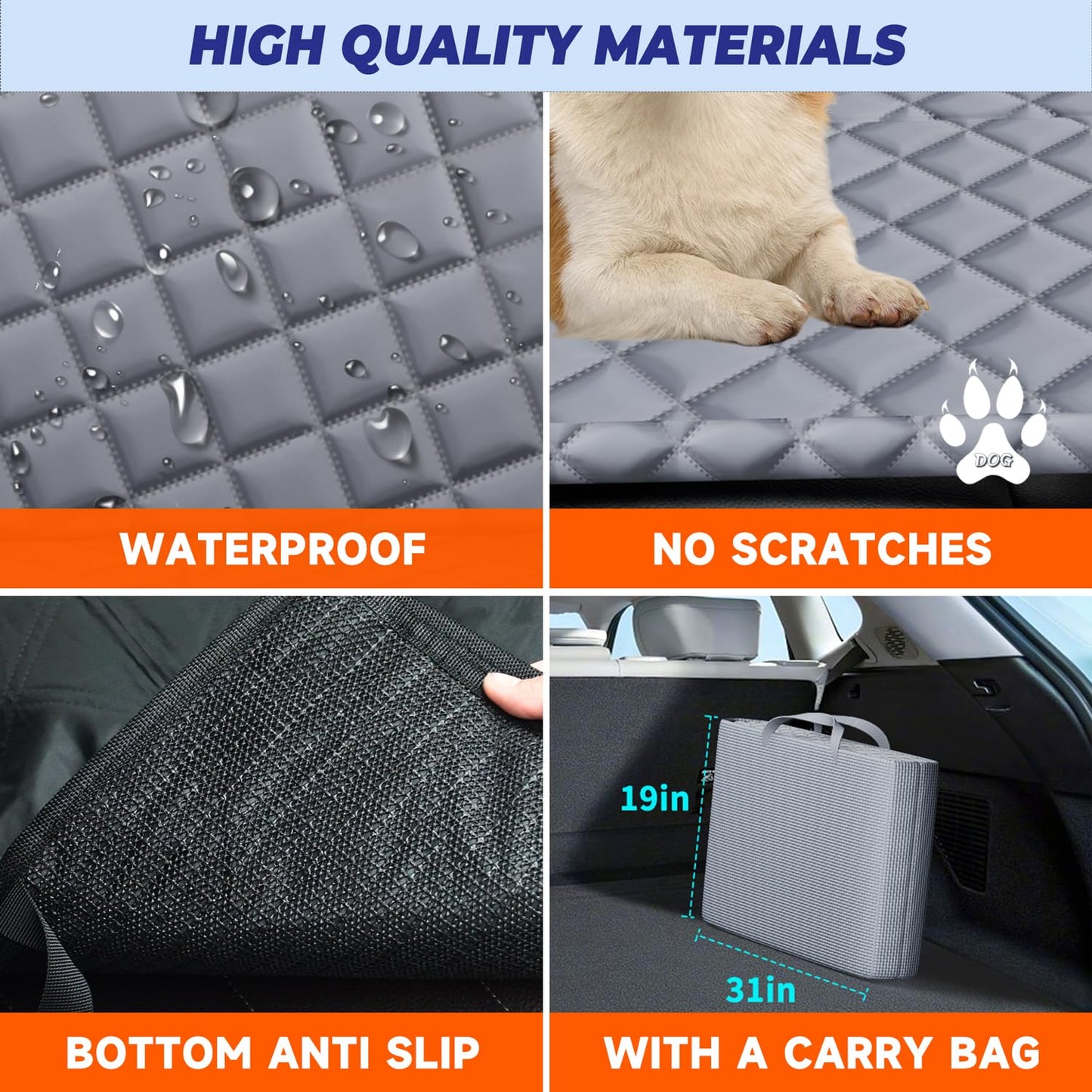 Dog Seat Cover for Trucks, Hard Bottom Dog Hammock Back Seat Extender for Dogs for F150, RAM1500, Silverado - Waterproof Truck Seat Protector for Dogs Back Seat (Black) - OMOTOR